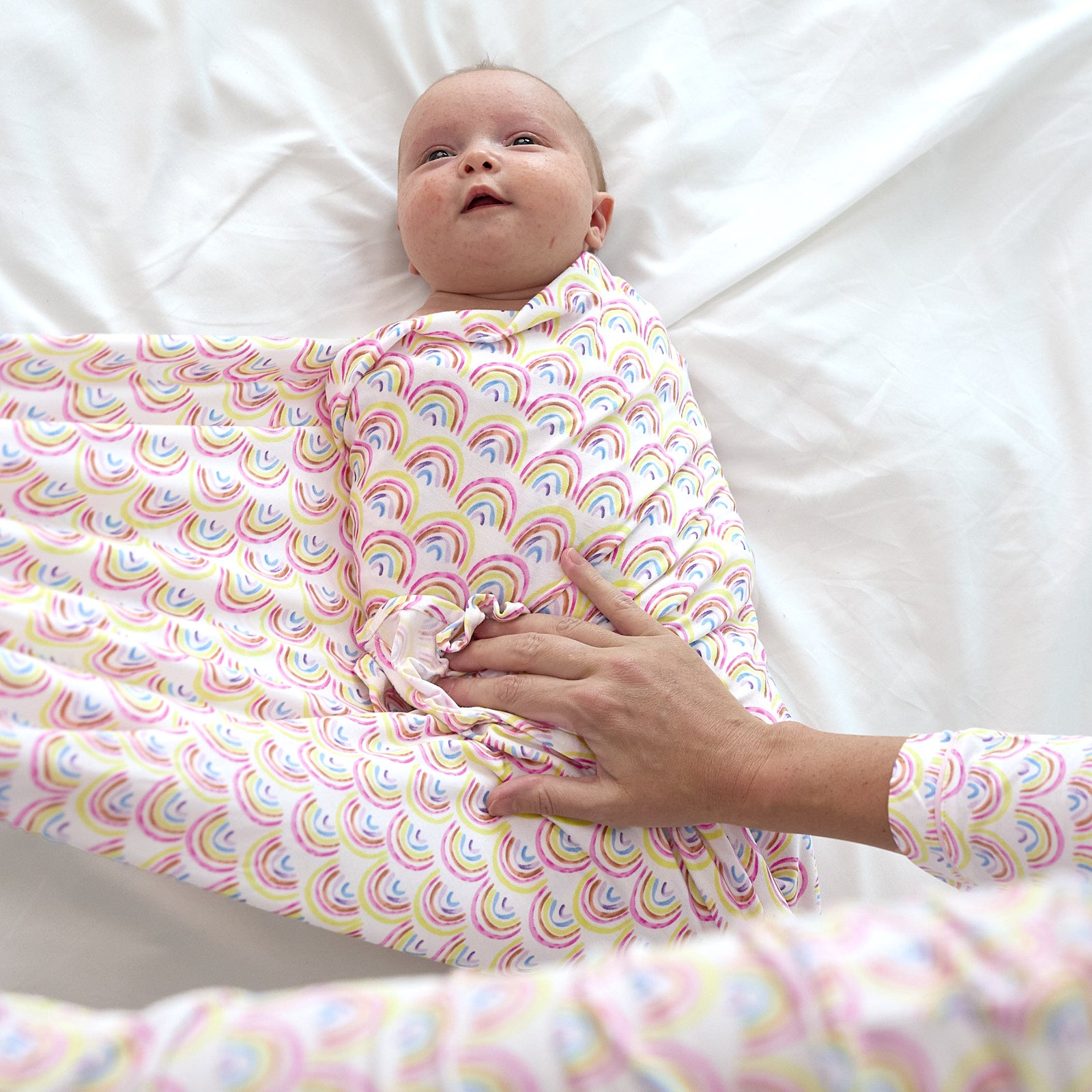 Pastel Rainbows Swaddle & Luxe Bow Headband Set、mySite、g9winljtr
