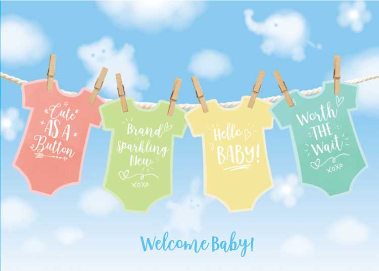  Baby Note Card - Baby Onesies - Embossed、mySite、ghnorth