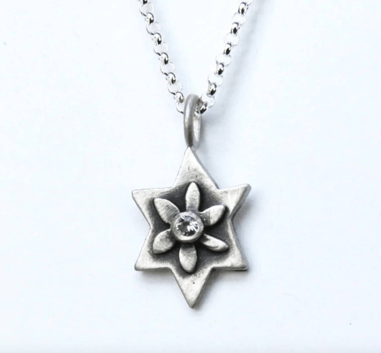 Botanical Star of David Sterling Silver Necklace by Emily Rosenfeld - Choice of Gemstone、mySite、topwebapps