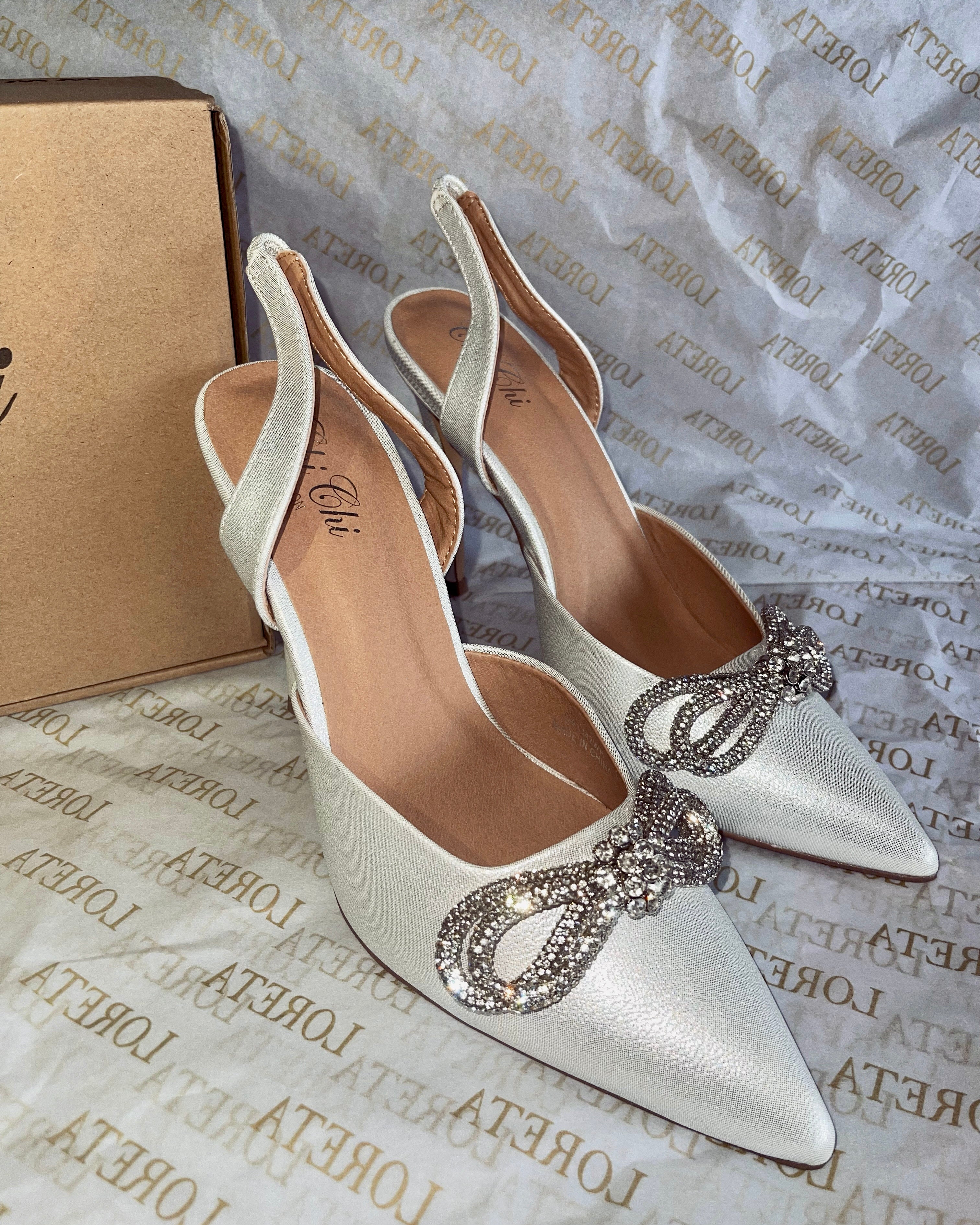  Frosted Bow Heels (Metallic White)、mySite、merchandisen