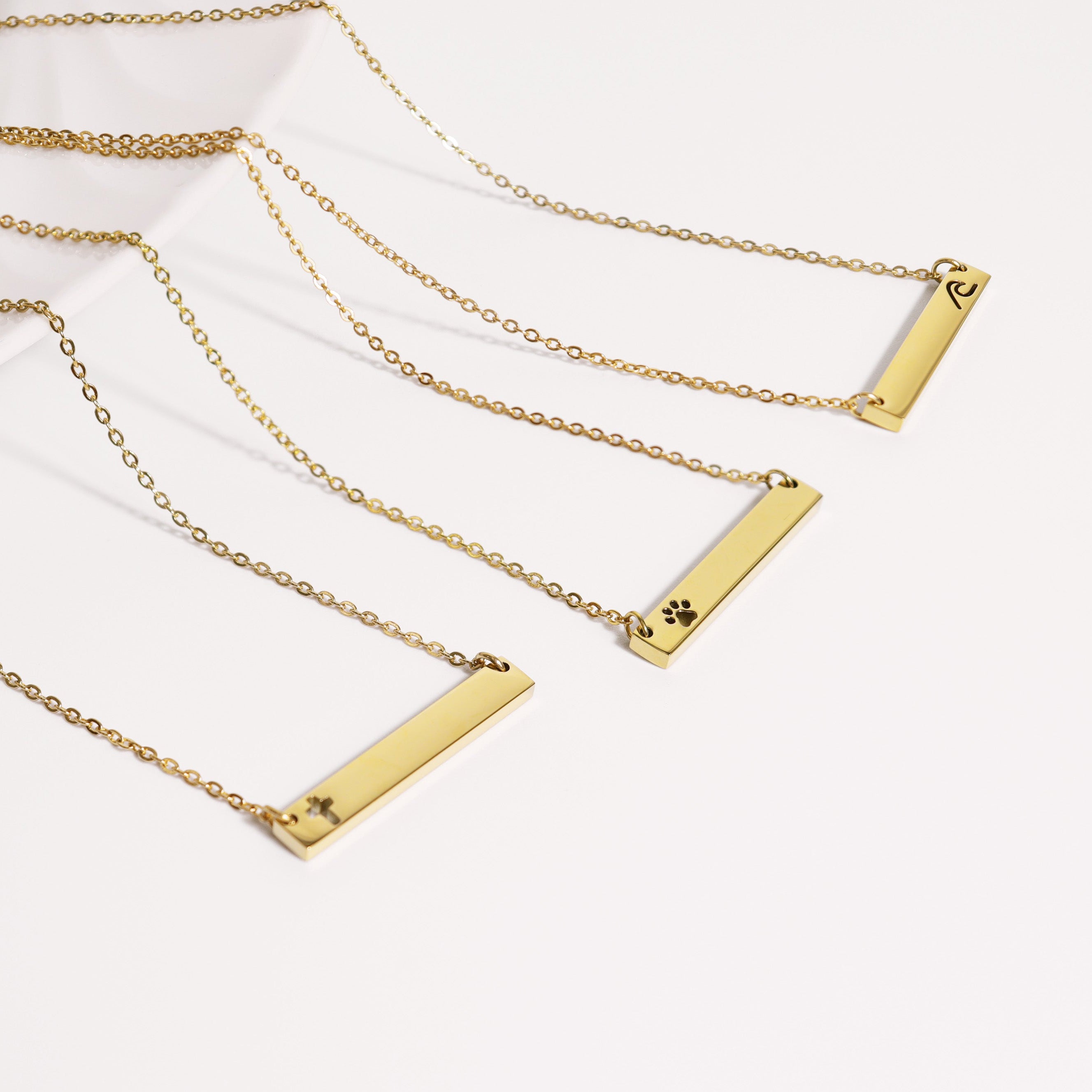 18K Gold PVD Stainless Steel Cutout Cross Blank Bar Necklace / SBB00106、mySite、dreamappss