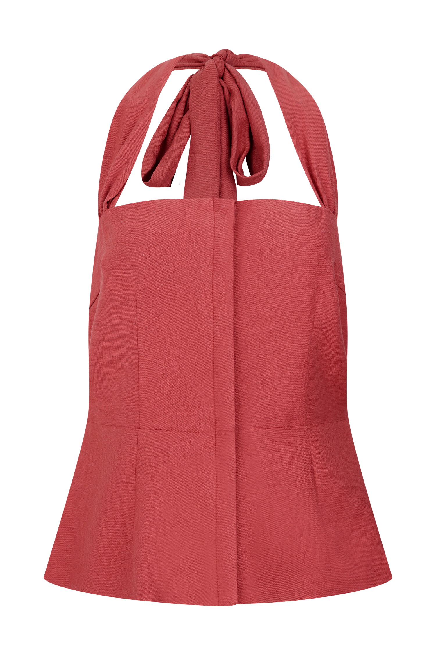 Kallie Linen Peplum Halter Top - Burnt Rose、mySite、solidvoid