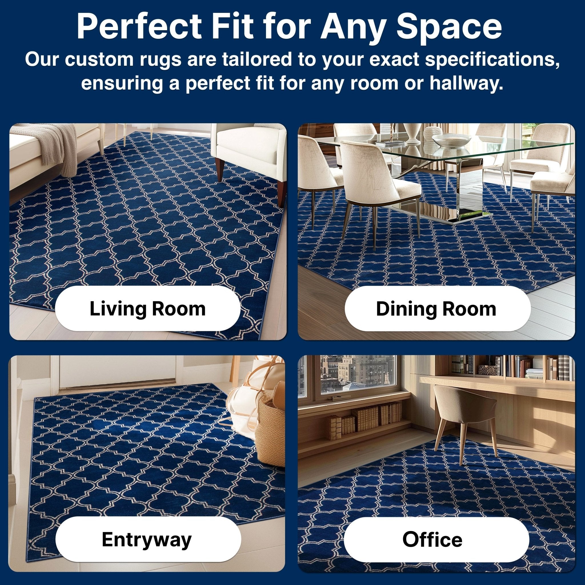 Nantucket Trellis Custom-Made Rug, Made to Order, High-Quality, Elegant Blue Design Area Rug、mySite、gigharbornorthrealestate