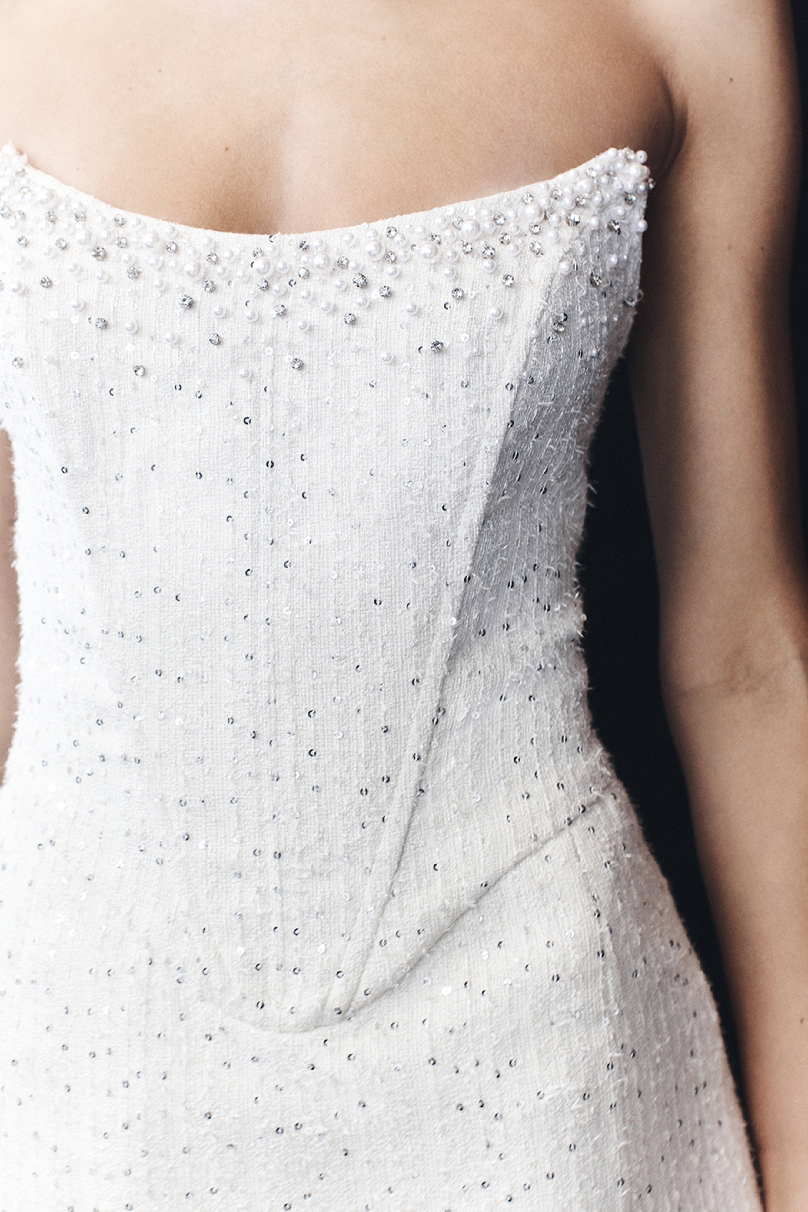 Lorrie Tweed Corset Mini Dress - White、mySite、solidvoid