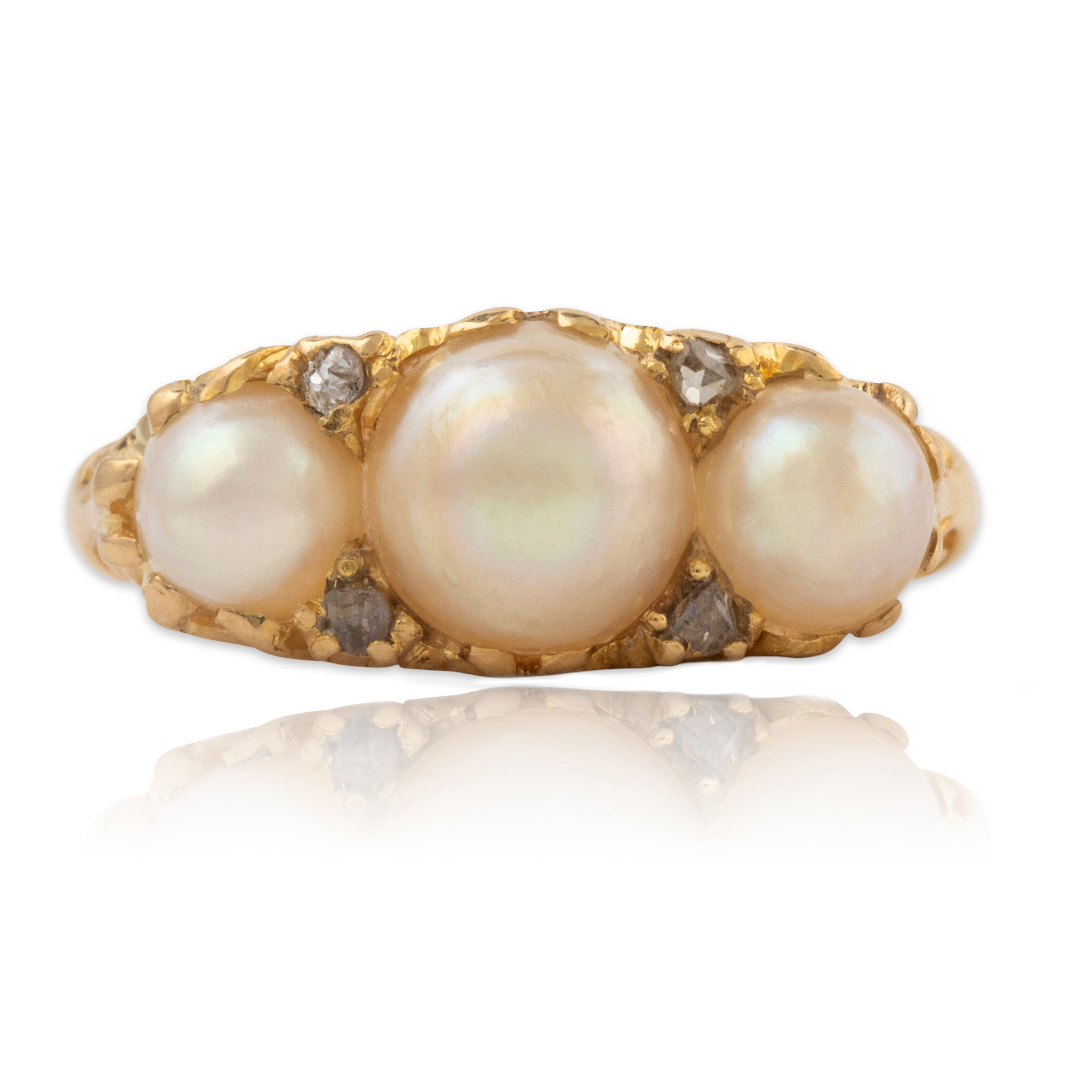 Antique 18k Yellow Gold Pearl Rose Cut Diamond Ring 7.25、mySite、hinf8tx79