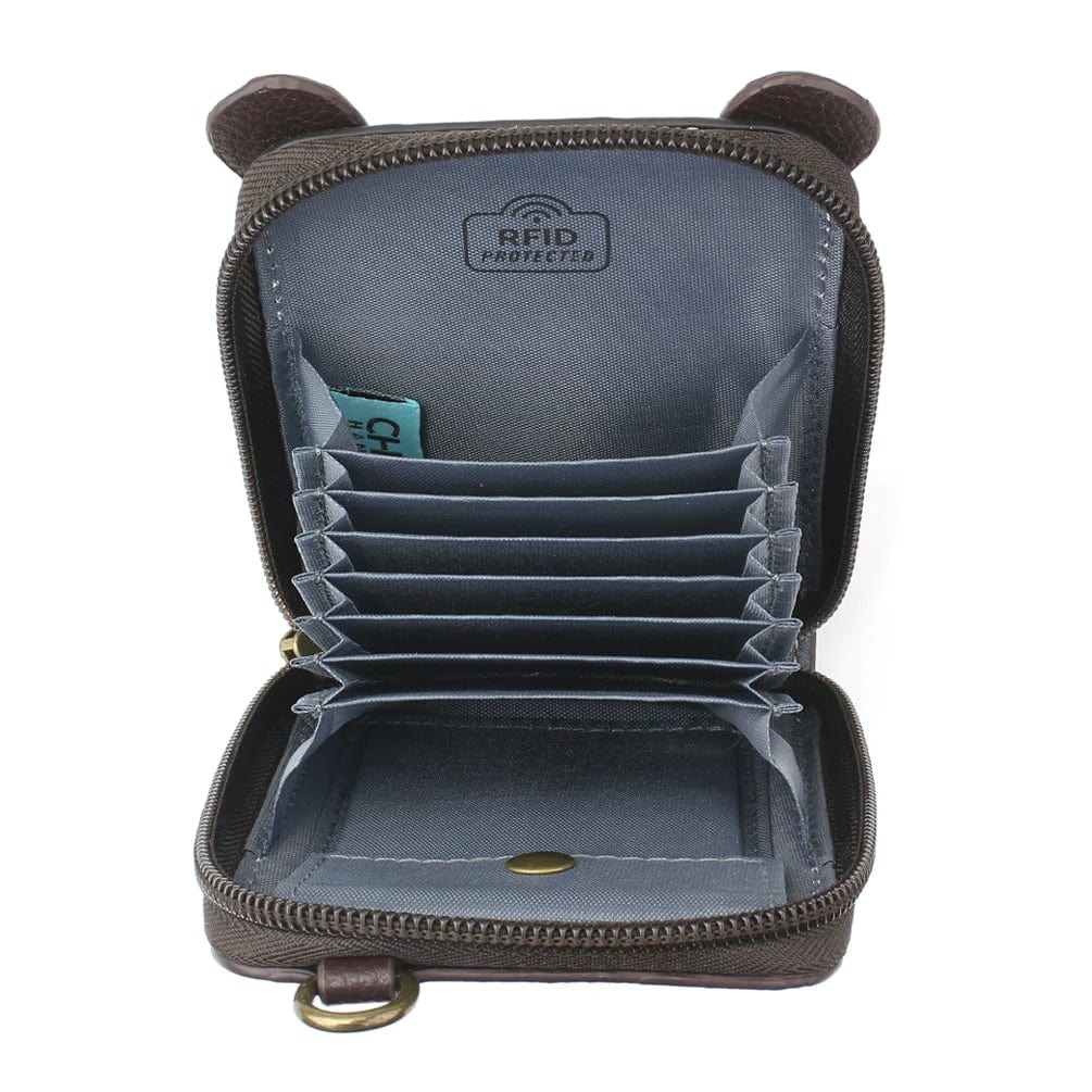 Bear Cute-C 3D Wallet RFID Protected with Bee Zipper Pull Wristlet、mySite、g9winljtr