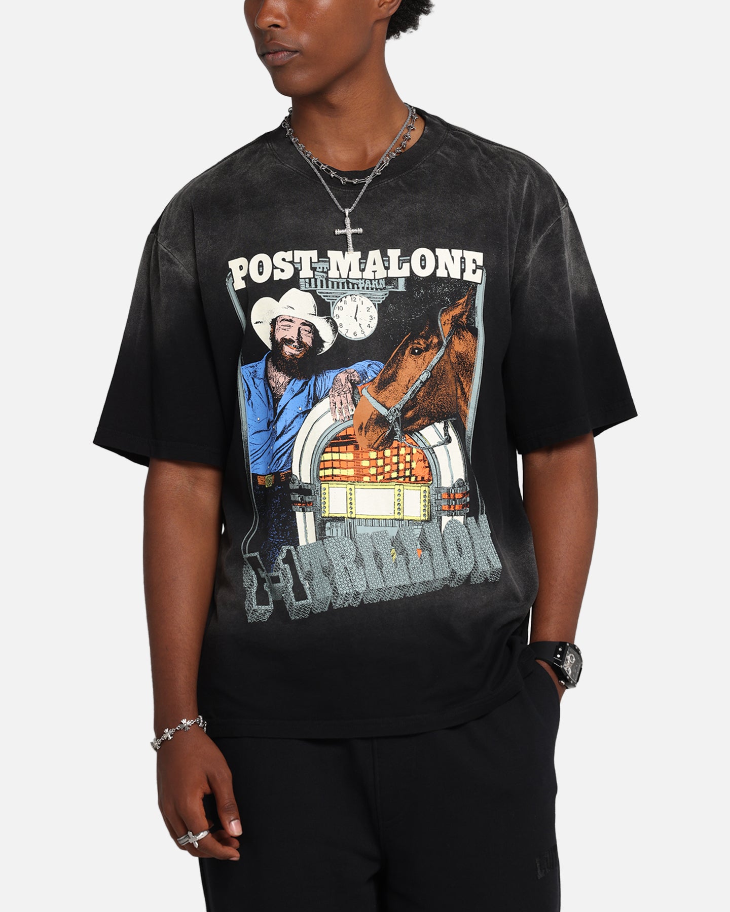 Post Malone F-1 Trillion Horse T-Shirt Black Wash、mySite、zt4zffjzw