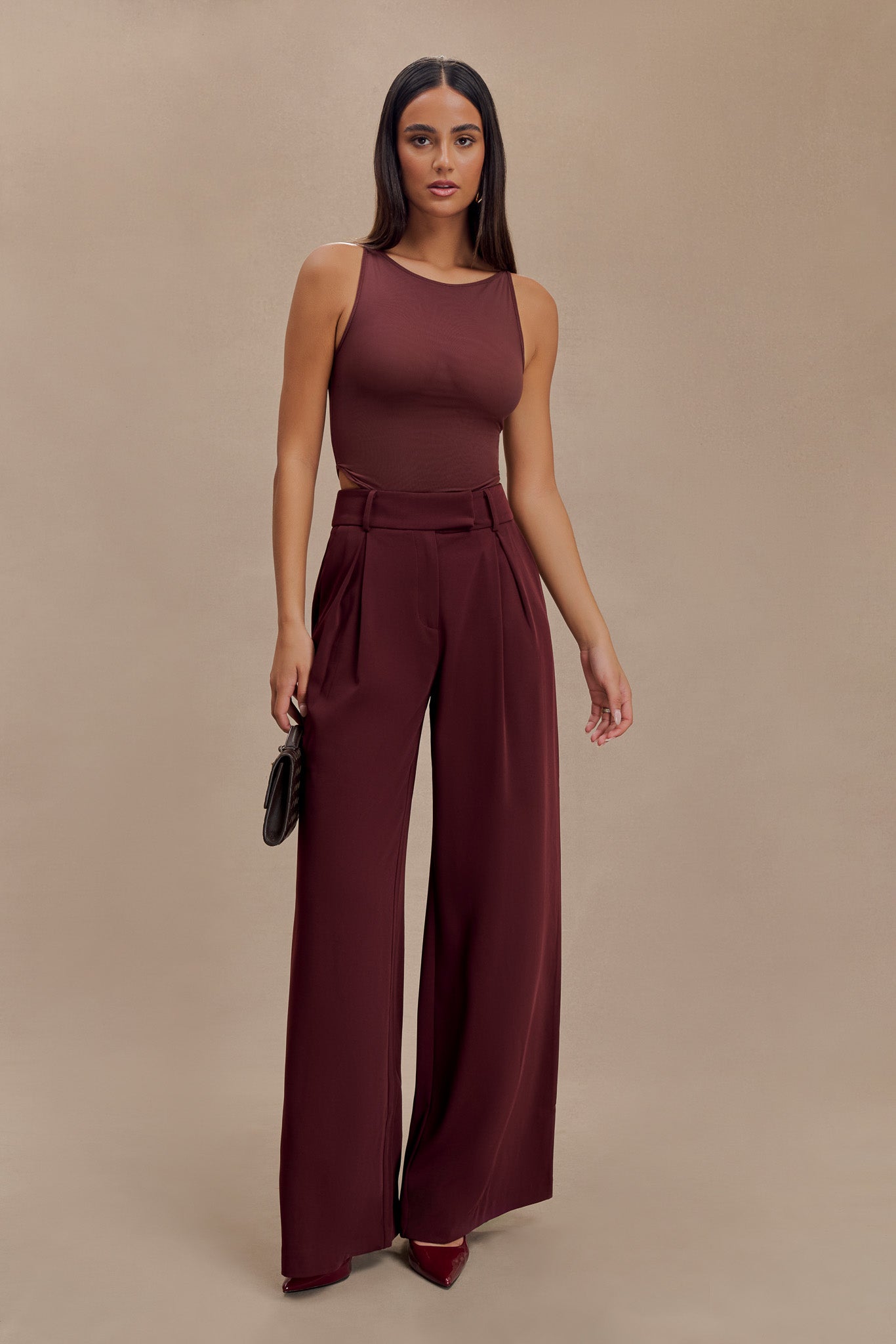 Marla Boat Neck Sheer Mesh Top - Mahogany、mySite、solidvoid