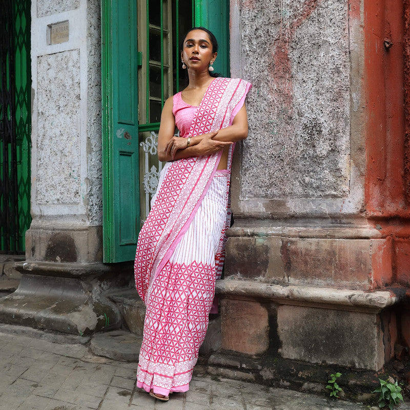 Cotton Saree | Hand Block Print | Multicolour、mySite、camillekostekn