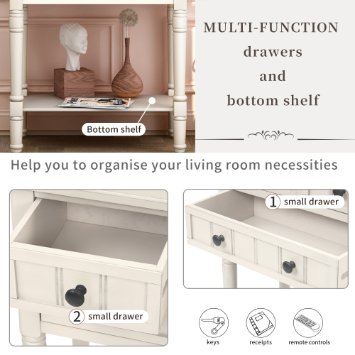 TREXM Narrow Console Table, Slim Sofa Table with Three Storage Drawers and Bottom Shelf for Living Room, Easy Assembly (Espresso)、、casual