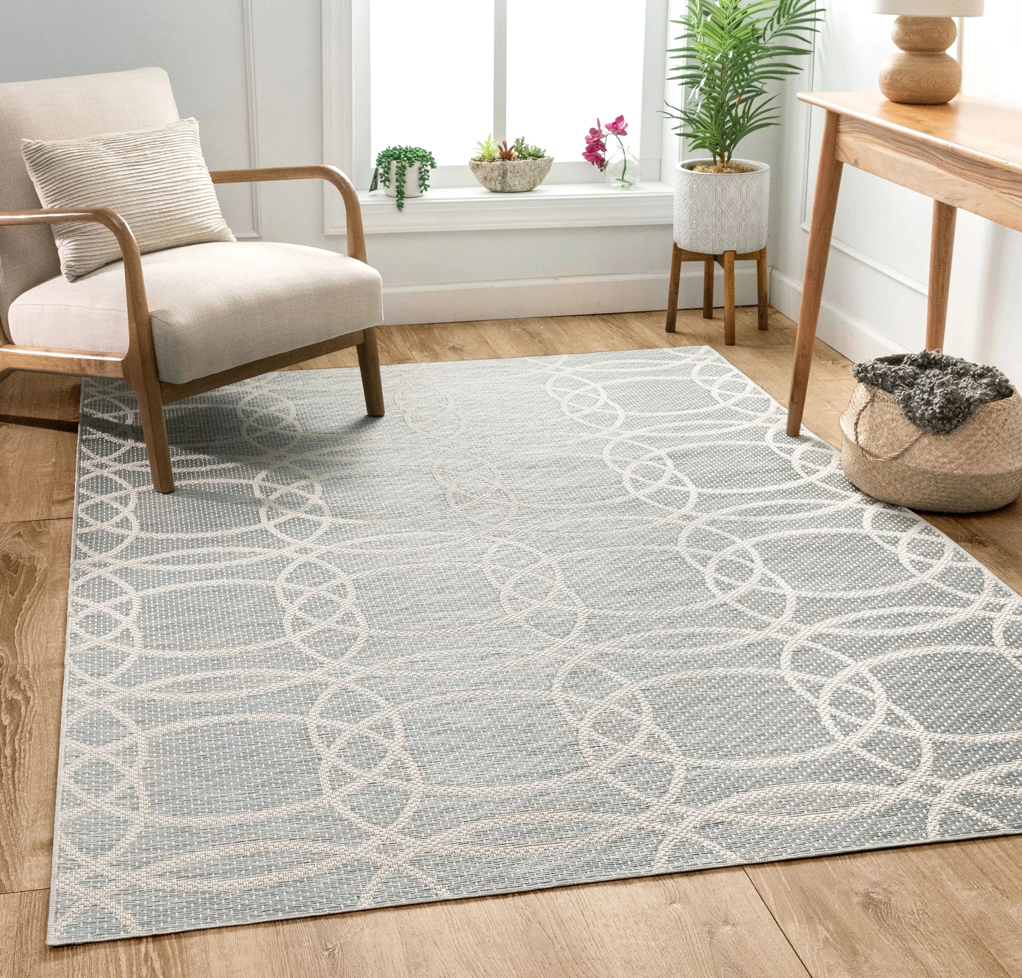 Tocha Modern Geometric Blue Flatweave Rug、mySite、gigharbornorthrealestate
