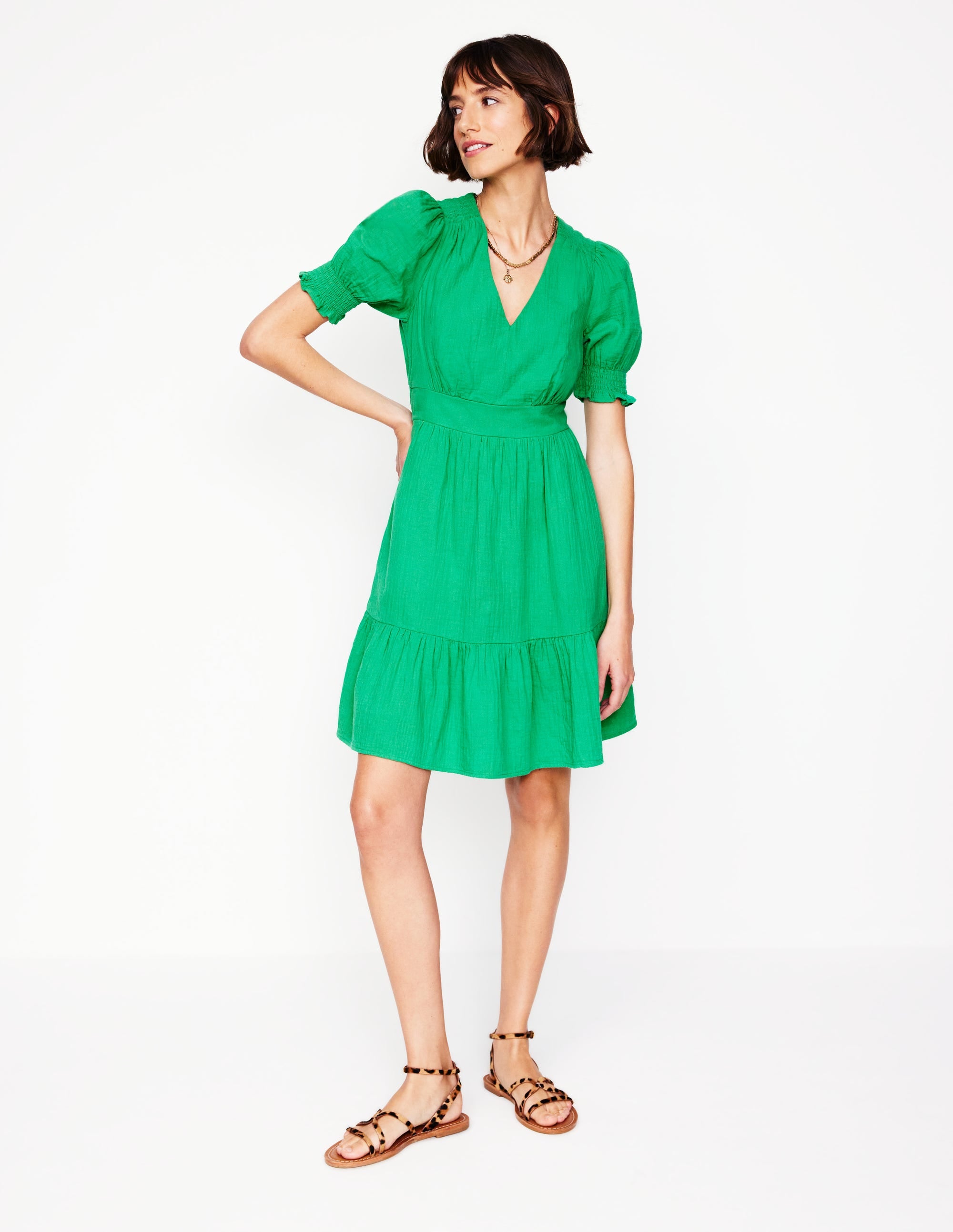  Anna Double Cloth Short Dress-Bright Green、mySite、ashleygrahame