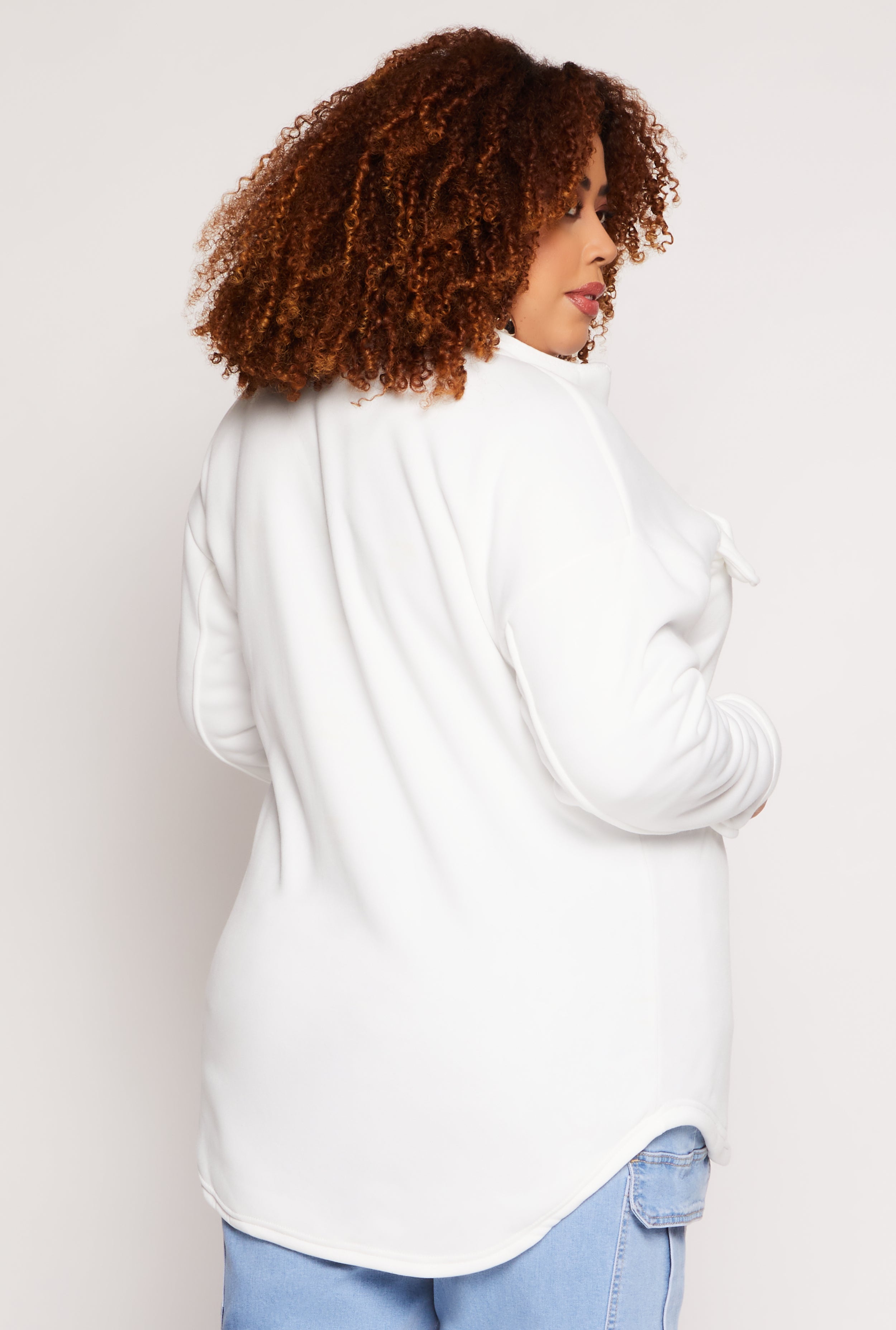 Plus Size Sherpa Lined Shacket、mySite、camillekostekn