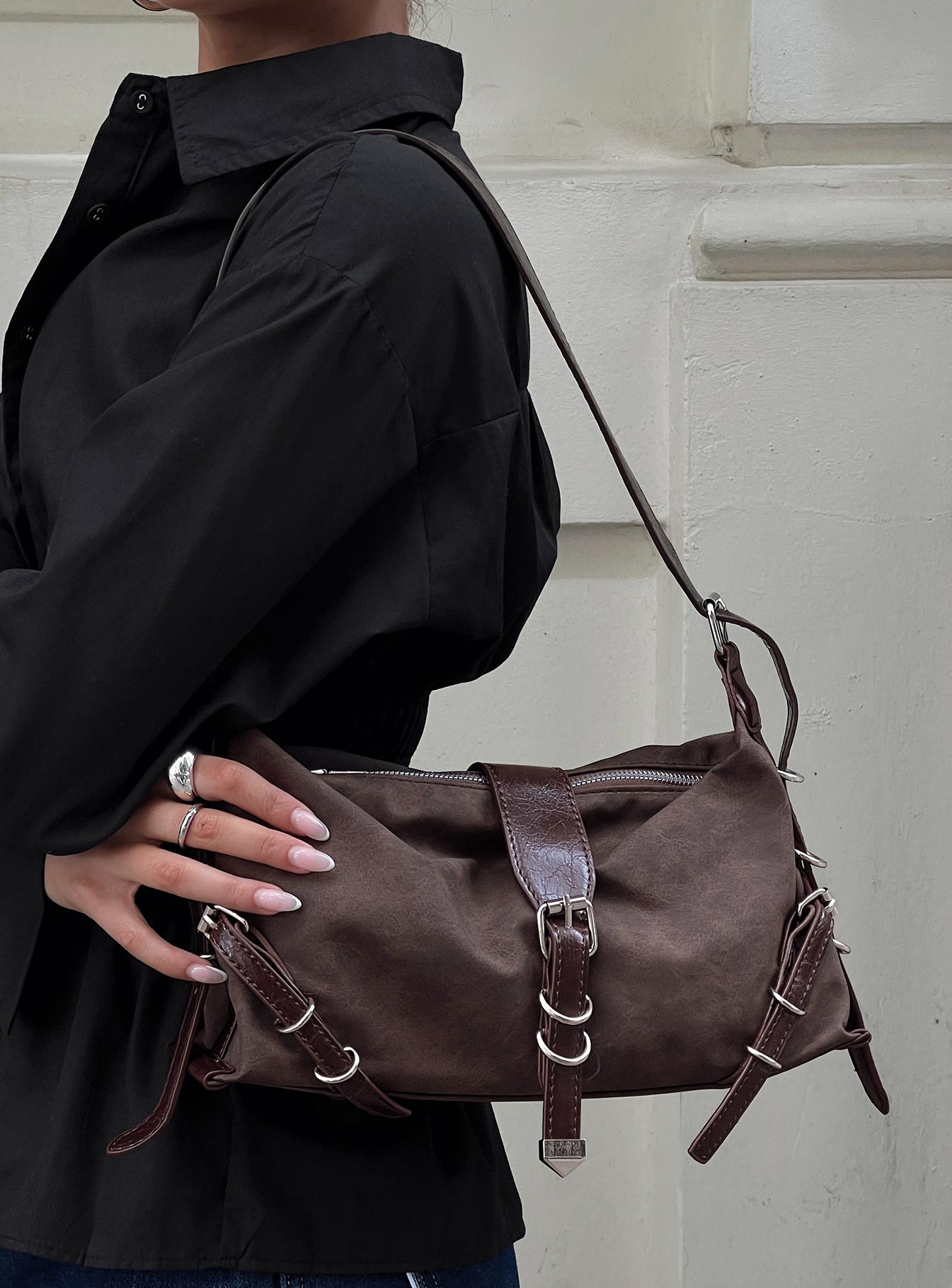 Anatolius Shoulder Bag Washed Brown、mySite、solidvoid