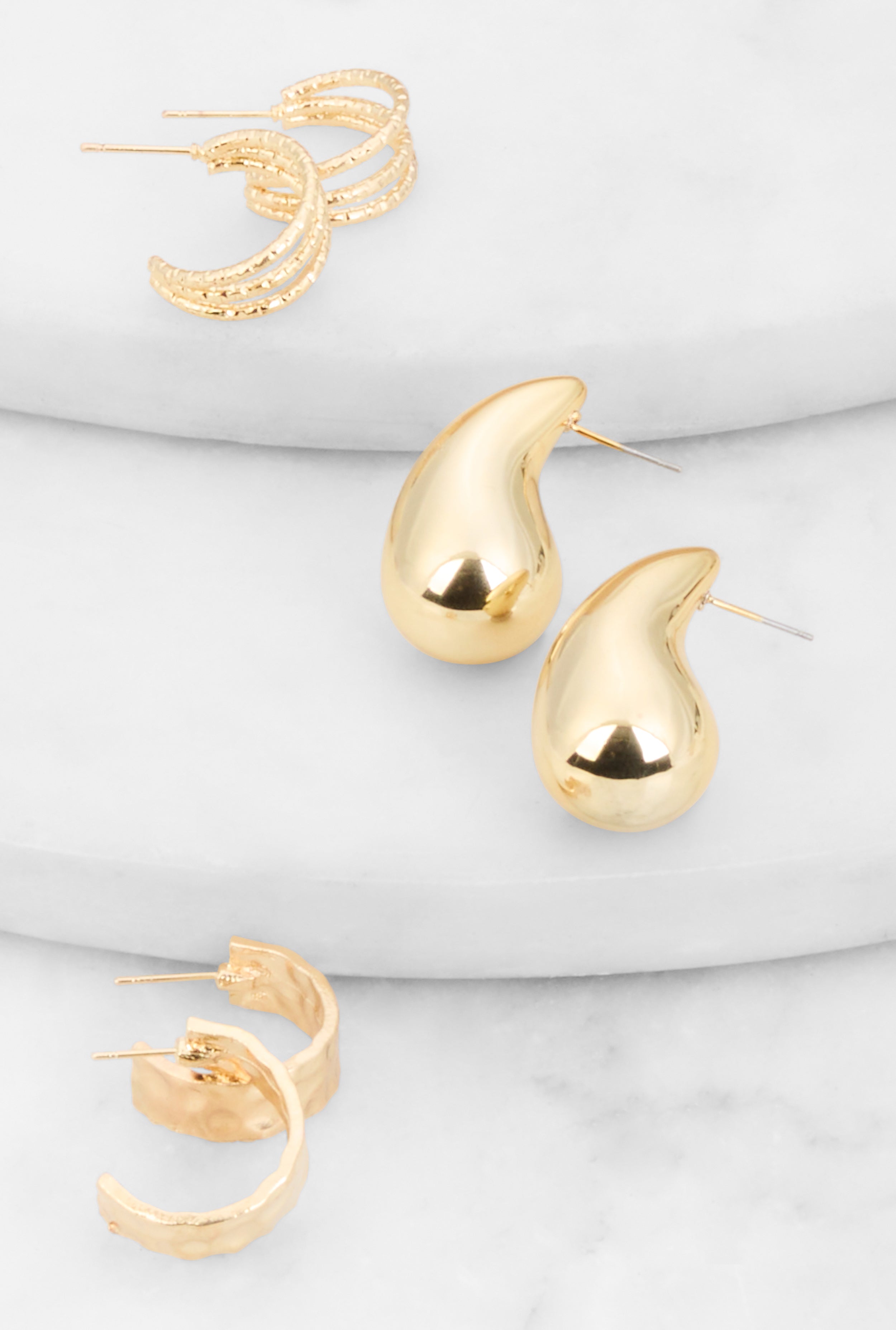 Metallic Earrings Set of 3、mySite、camillekostekn