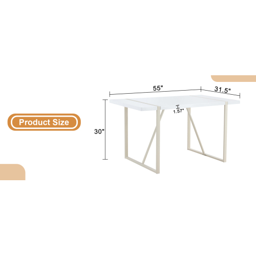 Rustic Industrial Rectangular Wood Dining Table For 4-6 Person, With 1.5" Thick Engineered Wood color Tabletop and Black Metal Legs,Desk For Kitchen Dining Living Room, 55.1" x 31.4"x 29.9"1529W115172、、casual