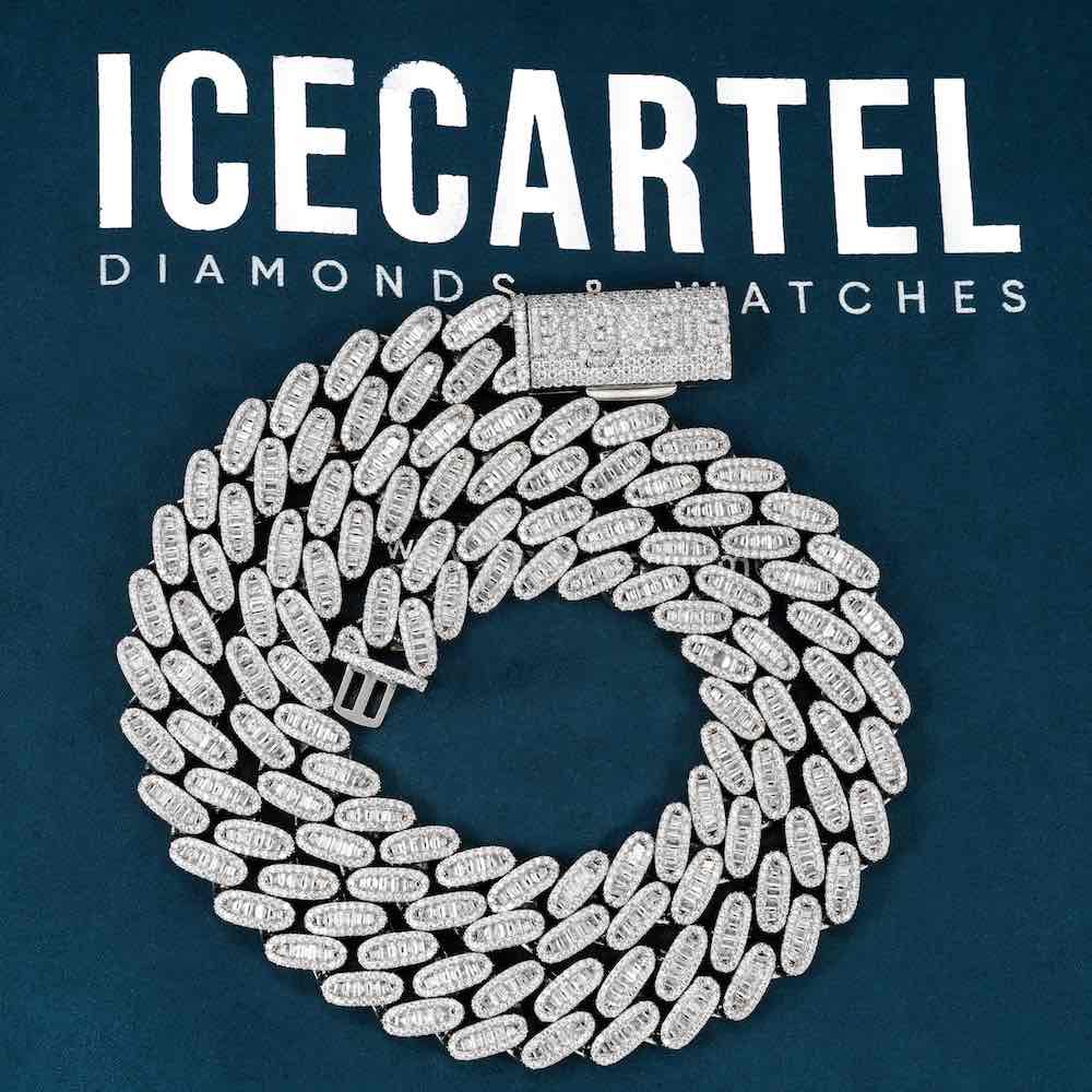 16MM Moissanite Baguette Miami Cuban Link Chain 14K Gold、mySite、hinf8tx79