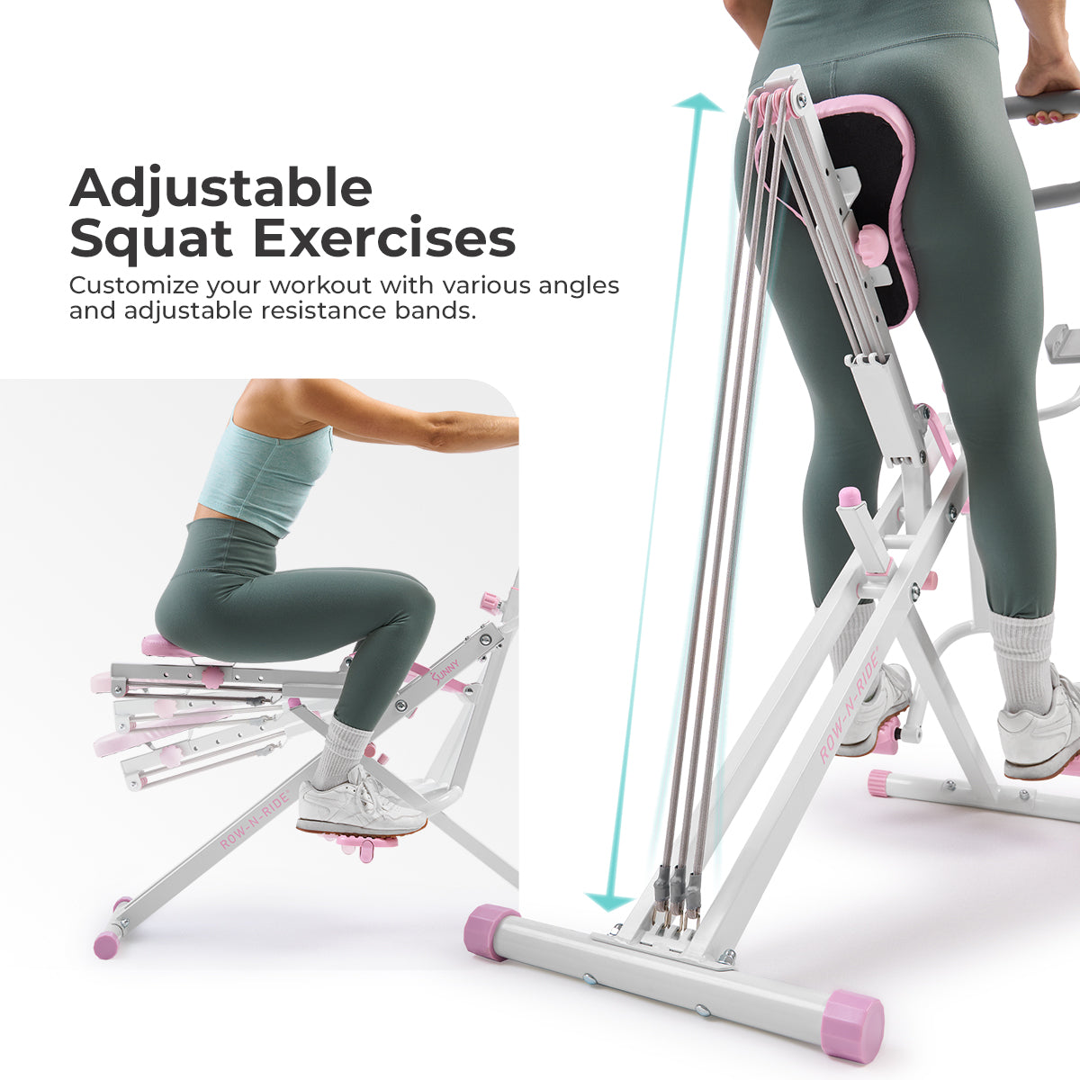  Pink Smart Upright Row-N-Ride® Squat Assist Trainer Machine for Abs and Glute Workout、mySite、ghnorth