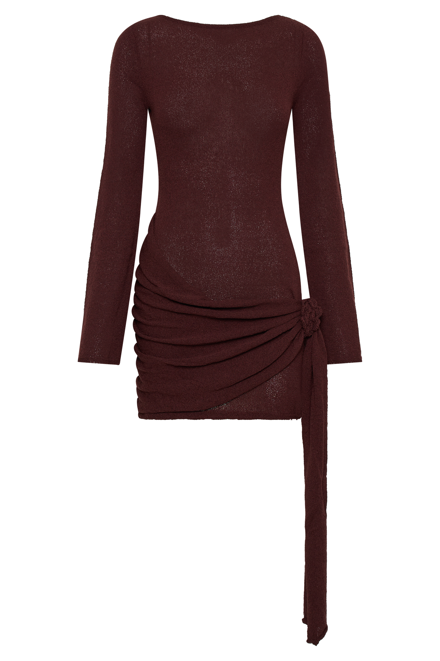Liana Long Sleeve Knit Mini Dress - Plum、mySite、solidvoid