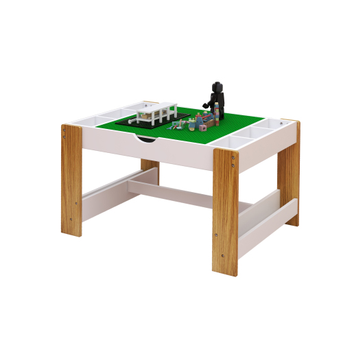The 2 in 1 Rollaway Play Table and Toy Organizer Compatible with Lego Suitable for Storing Under Bed or Sofa-White (38" x 18.7" x 5.9")、、casual