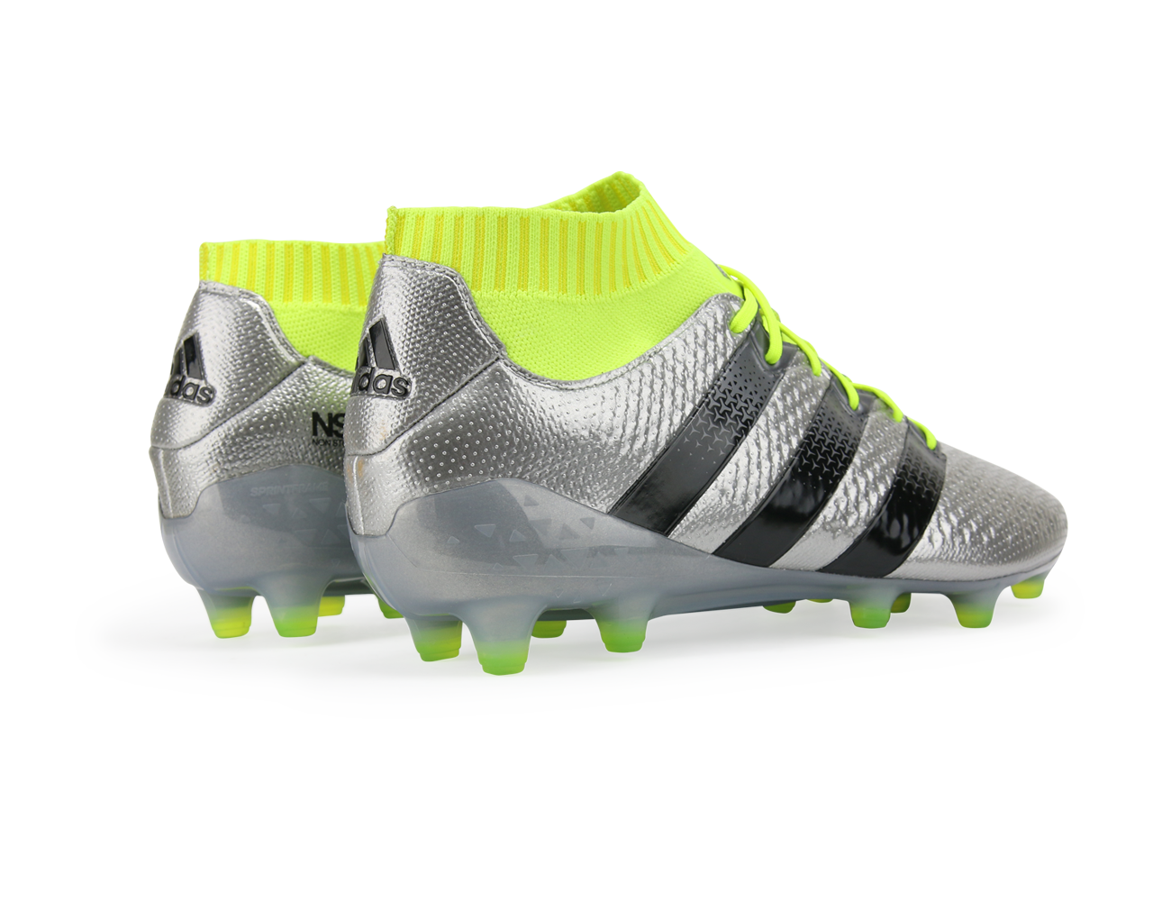 adidas Men's ACE 16.1 Primeknit FG/AG Silver Metalic/Core Black/Solar Yellow、mySite、noshort