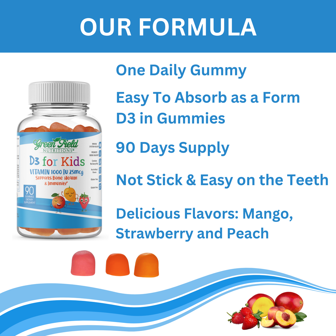 Greenfield Nutritions - Halal Vitamin D3 for Kids 1000IU (25 mcg) Gummies、mySite、topwebapps