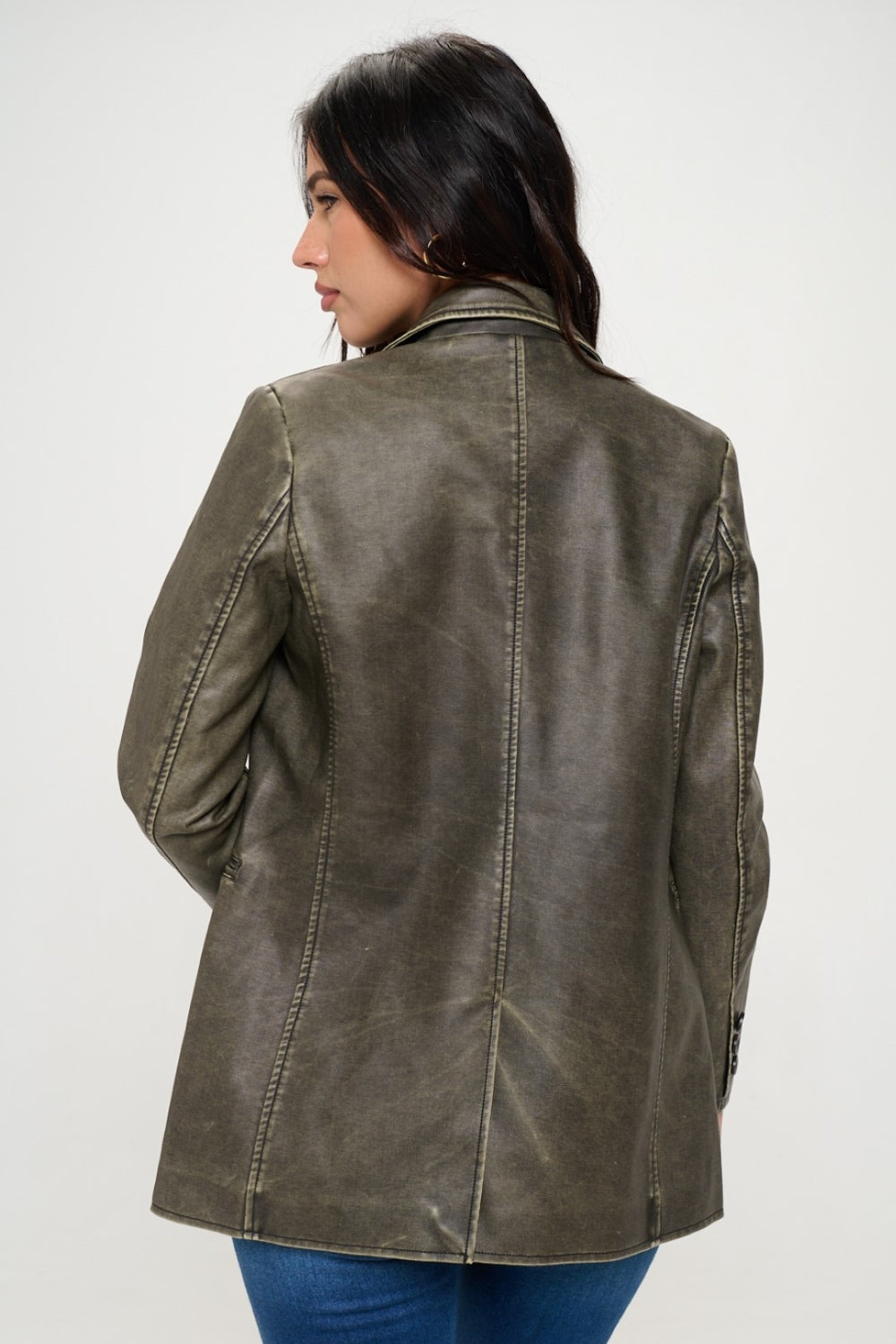  Coalition LA Single-Breasted Vegan Leather Blazer、mySite、justintrudeaud