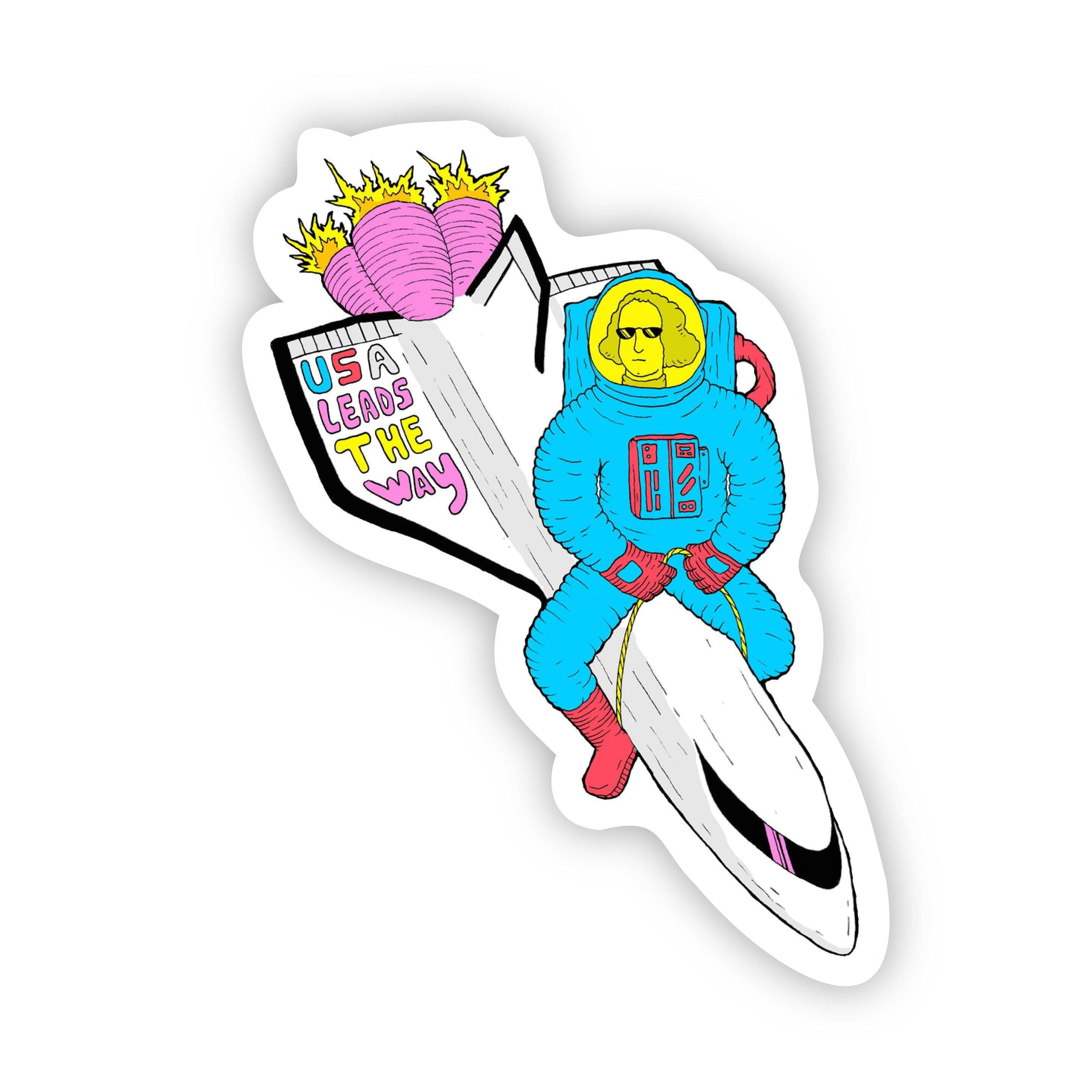  USA Leads the Way George Washington Rocketship Space Sticker、mySite、elrpsem3k