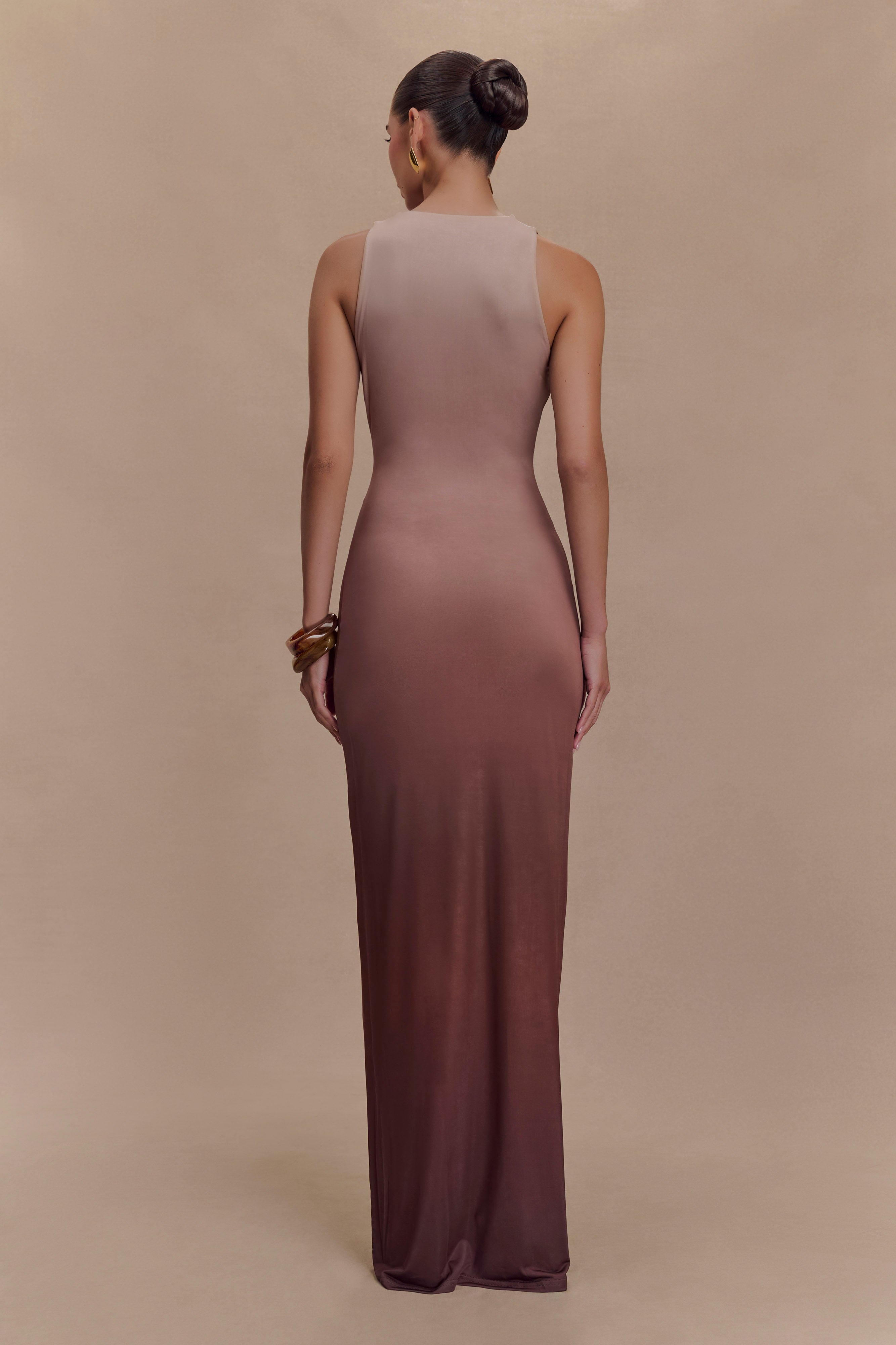Stella Draped Slinky Maxi Dress - Mocha Ombre、mySite、solidvoid