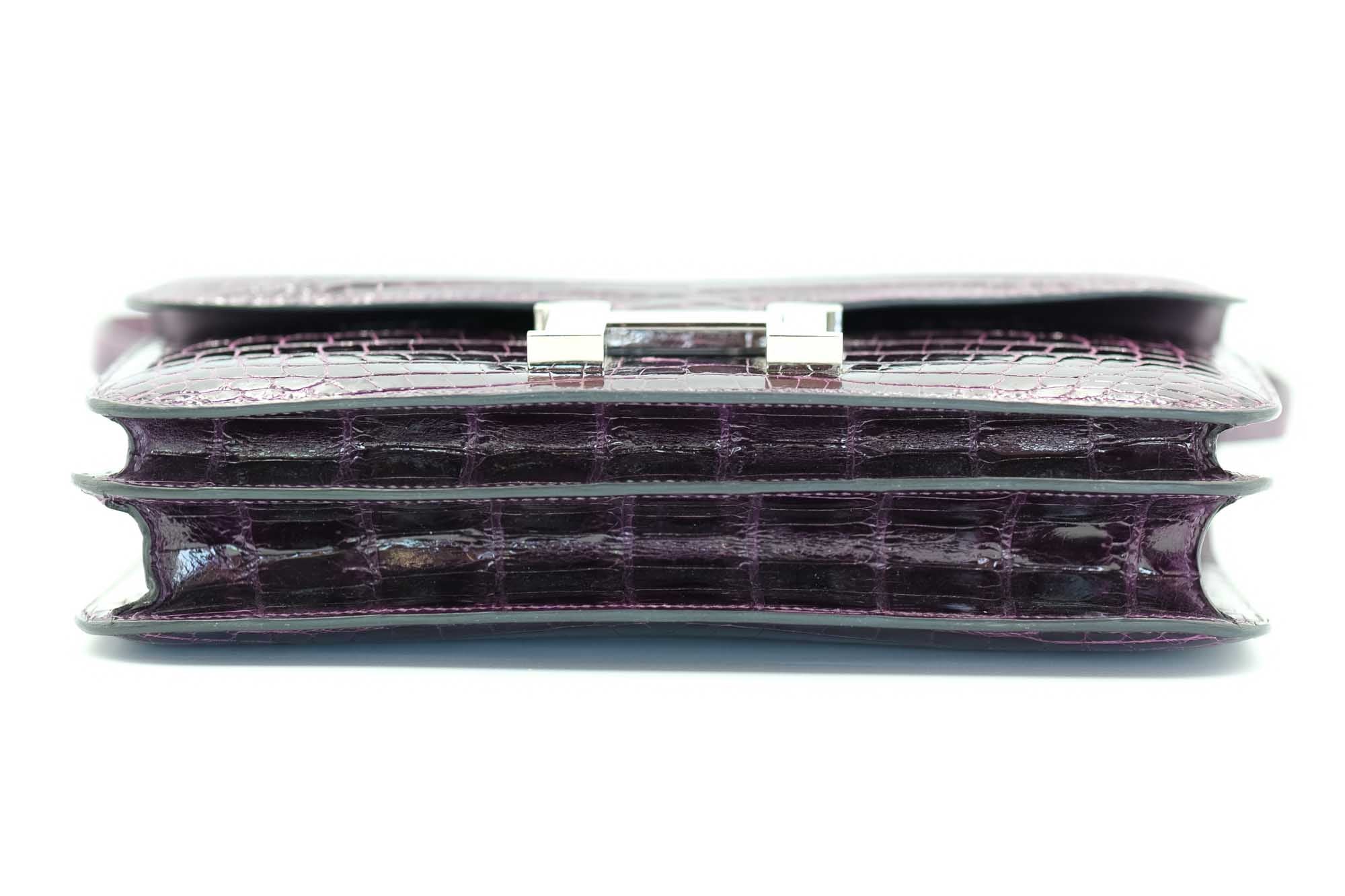 Hermès Constance Elan 25 Amethyst Shiny Niloticus Crocodile Palladium Hardware、mySite、garminoutage.com