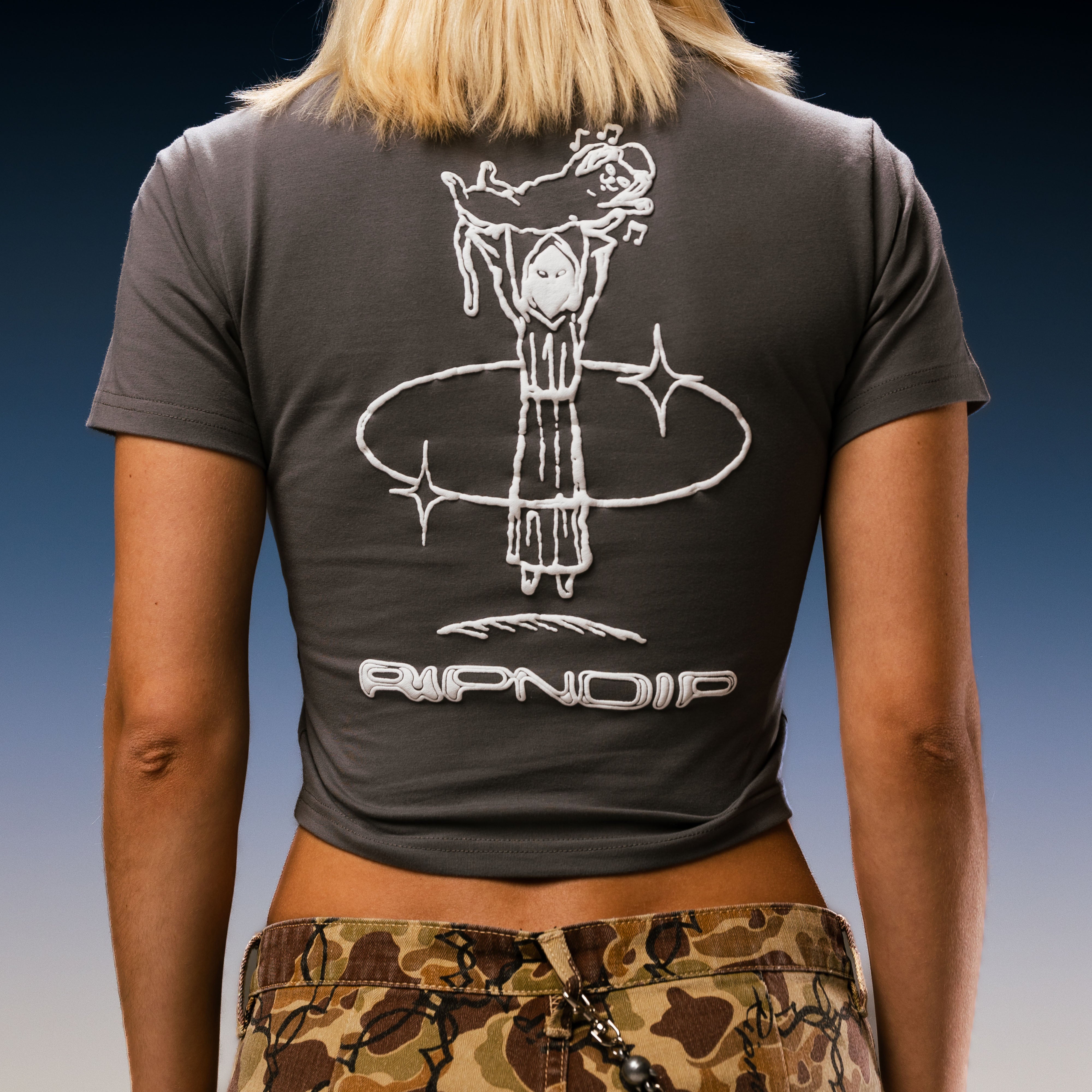  Saturn Cropped Baby Tee (Charcoal)、mySite、merchandisen