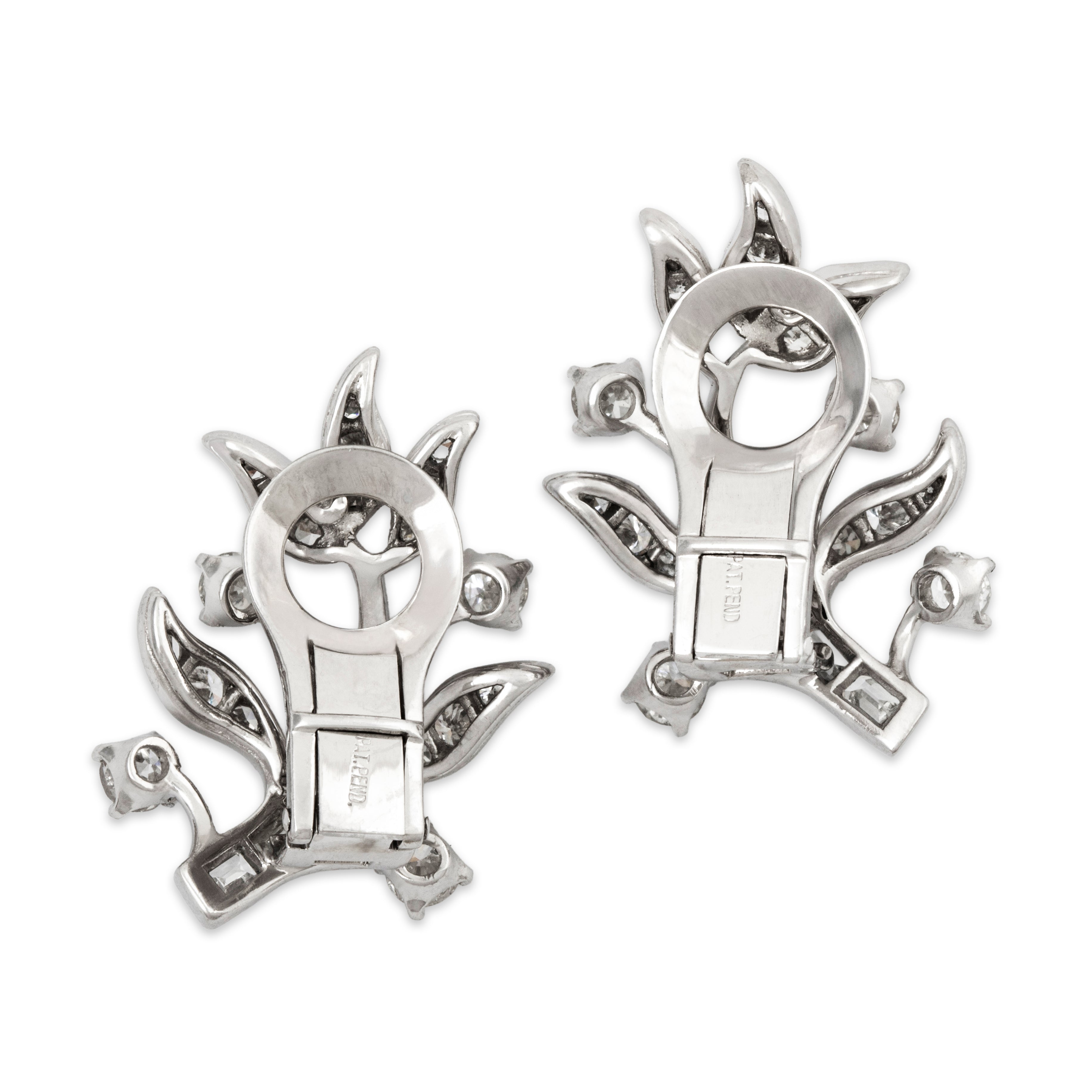 Vintage Platinum 2.07cttw Diamond Spectacular Branches of Light Clip-On Earrings、mySite、hinf8tx79