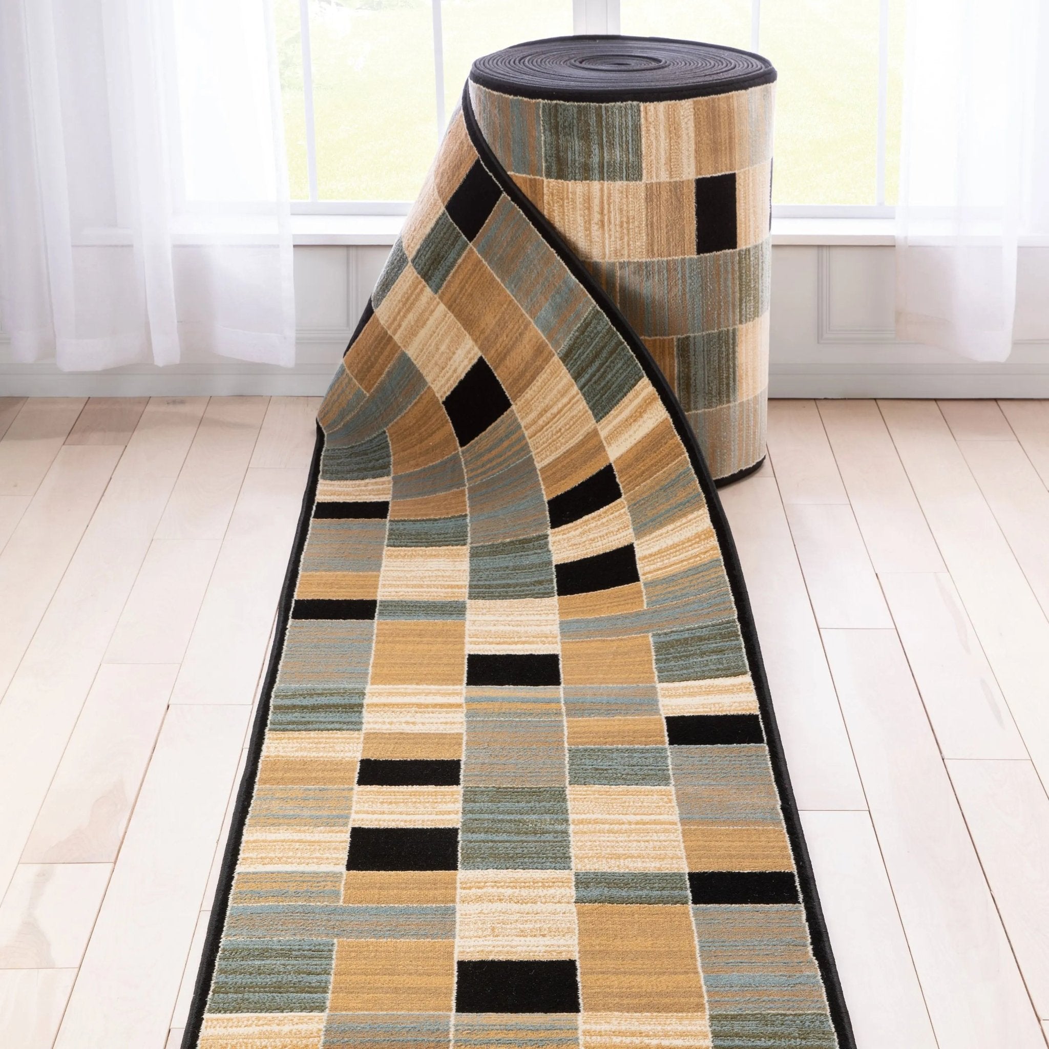 Custom Size Runner Yaren Geometric Modern Blue 27 Inch Wide x Choose Your Length Hallway Runner Rug、mySite、gigharbornorthrealestate