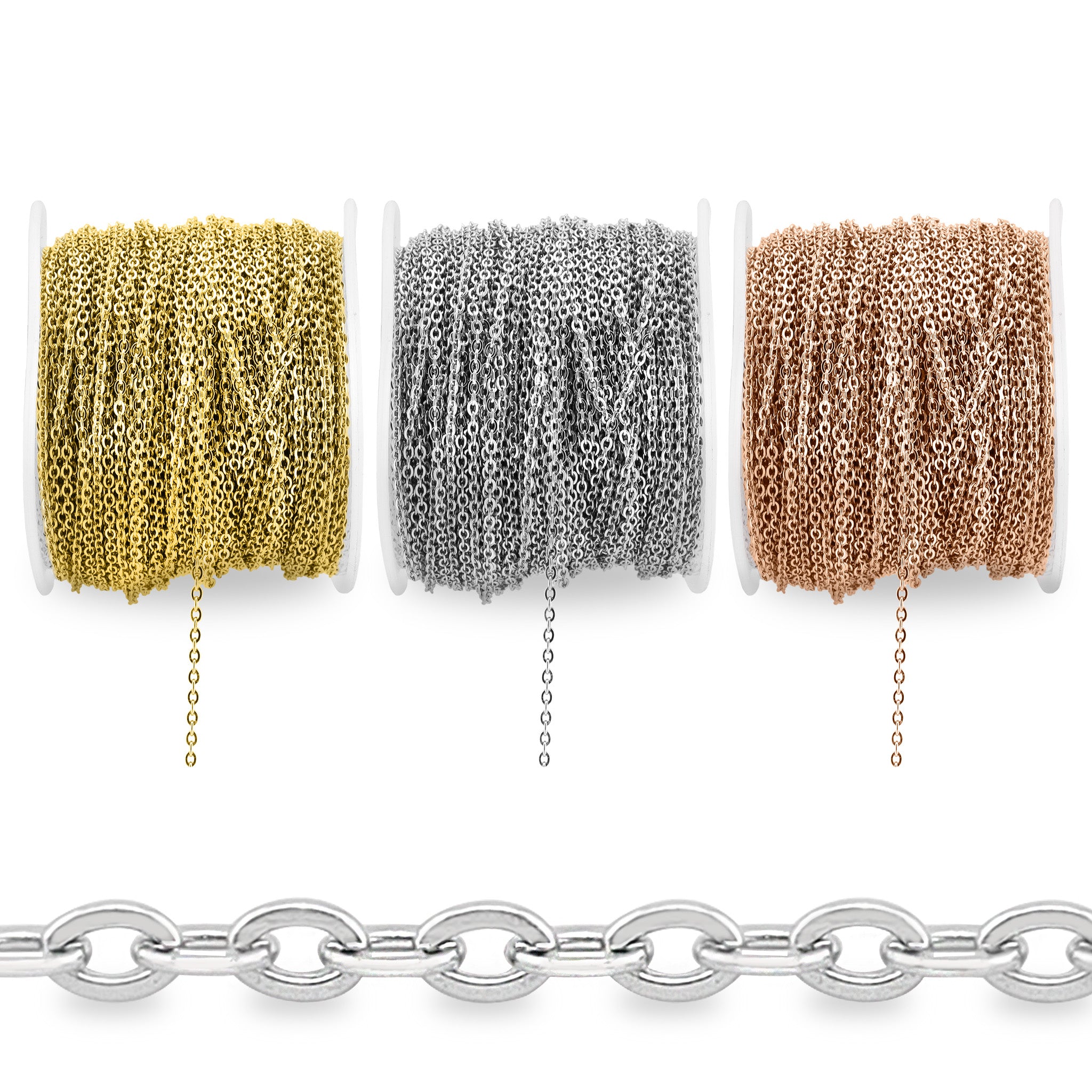 Stainless Steel 1.5mm Oval Loop Chain 164' Spool 50 meter / SPL0008、mySite、dreamappss