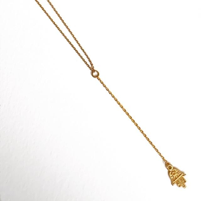 Gold Tiny Hamsa Y Necklace、mySite、topwebapps