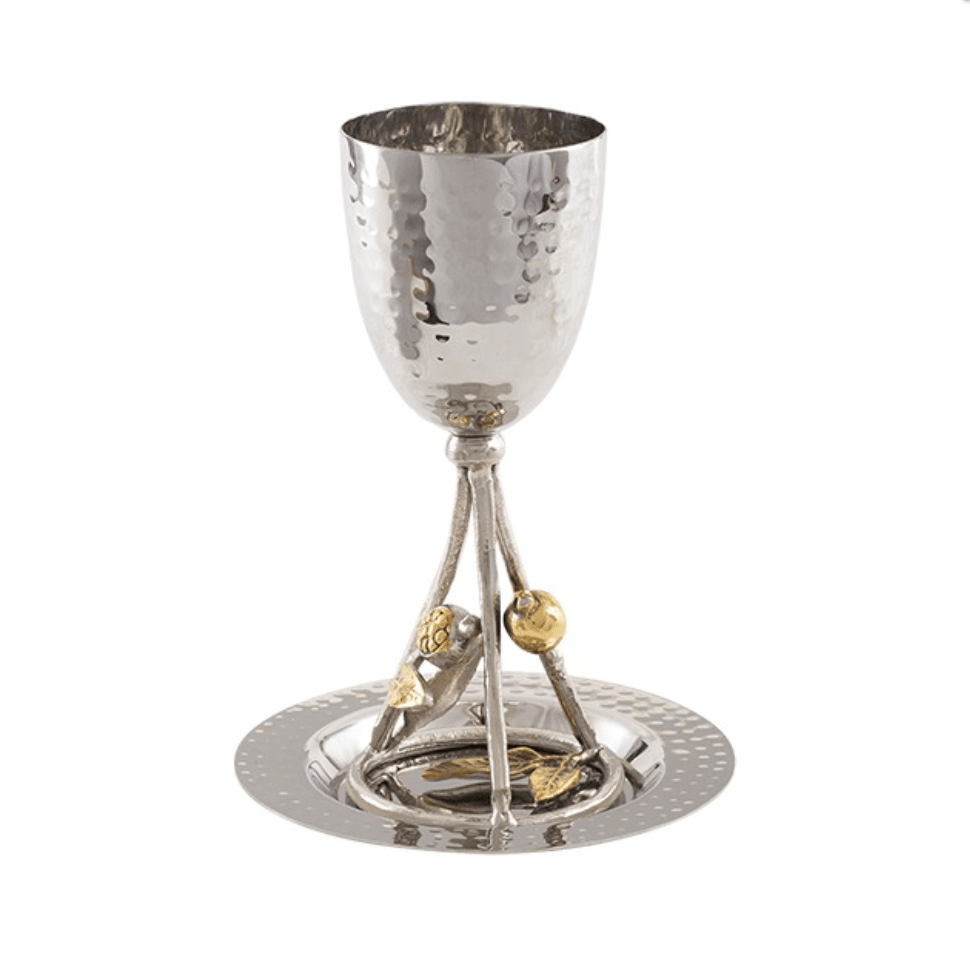 Hammered Pomegranate Kiddush Cup and Dish by Yair Emanuel、mySite、topwebapps