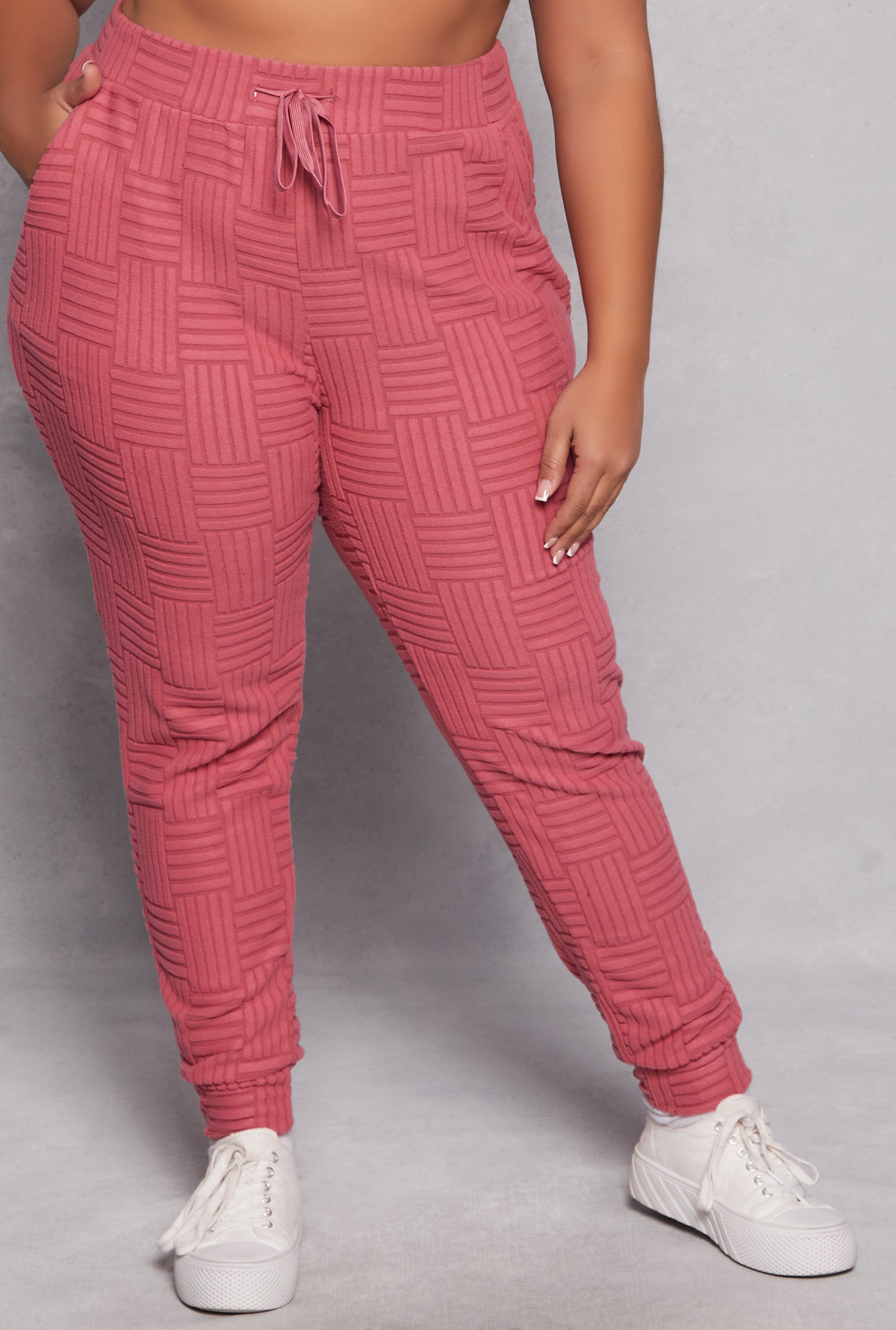 Plus Size Geometric Embossed Joggers、mySite、camillekostekn