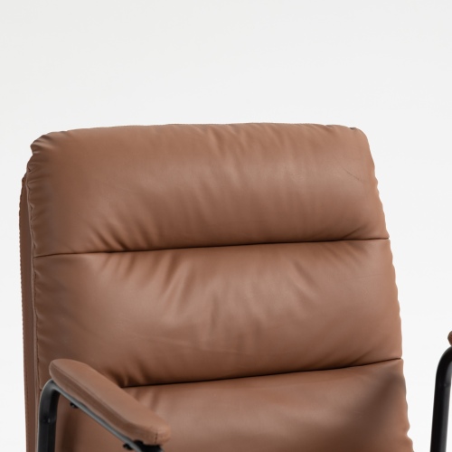 Office Chair,Mid Back Home Office Desk Task Chair with Wheels and Arms Ergonomic PU Leather Computer Rolling Swivel Chair with Padded Armrest,The back of the chair can recline 40° (Brown)、、casual