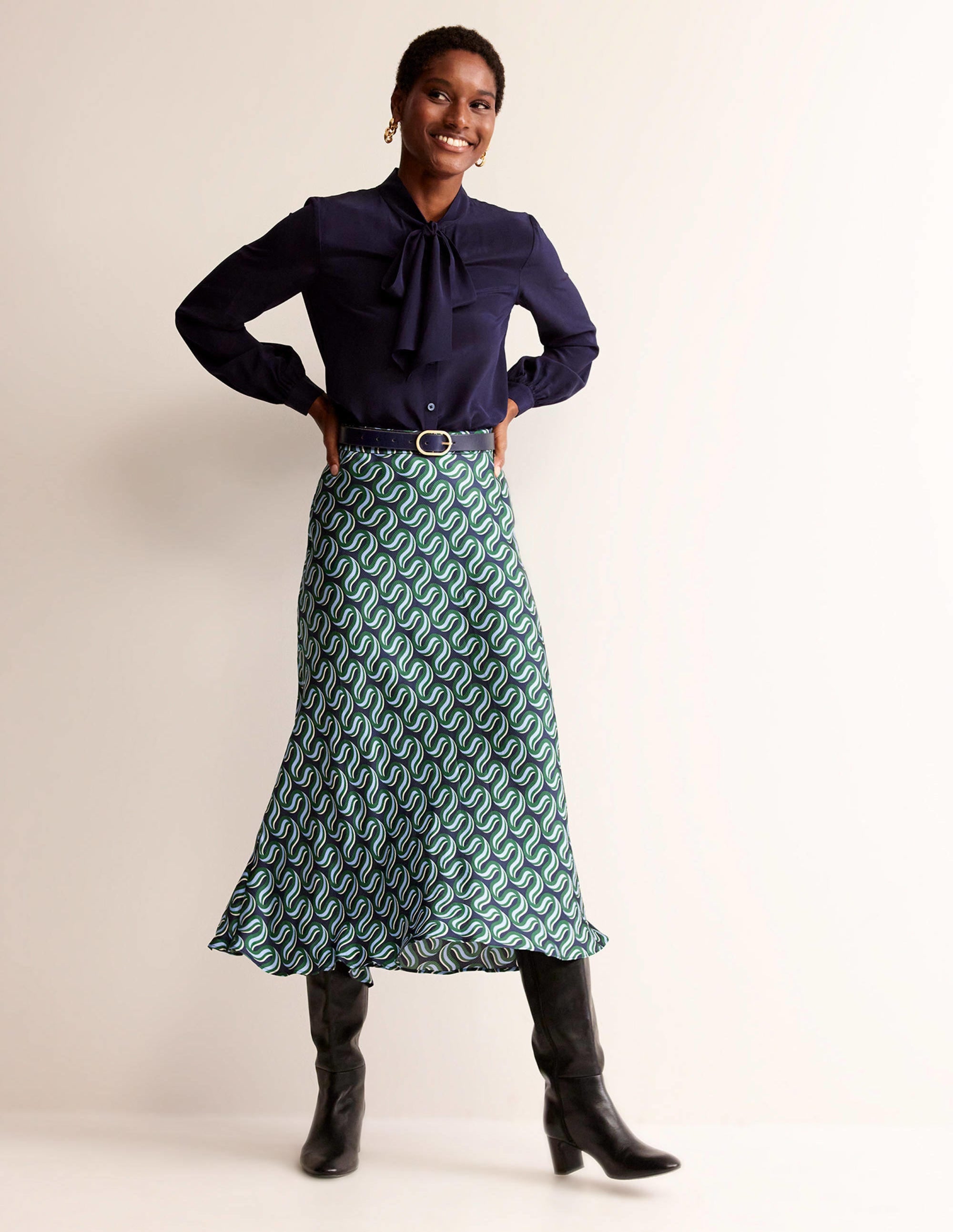  Cecelia Midi Skirt-Amazon Green, Ribbon Wave、mySite、ashleygrahame
