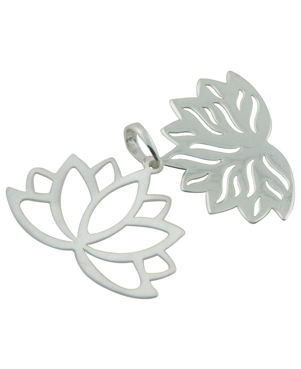 Stacked Lotus Pendant with Brushed Silver Outline、mySite、topwebapps