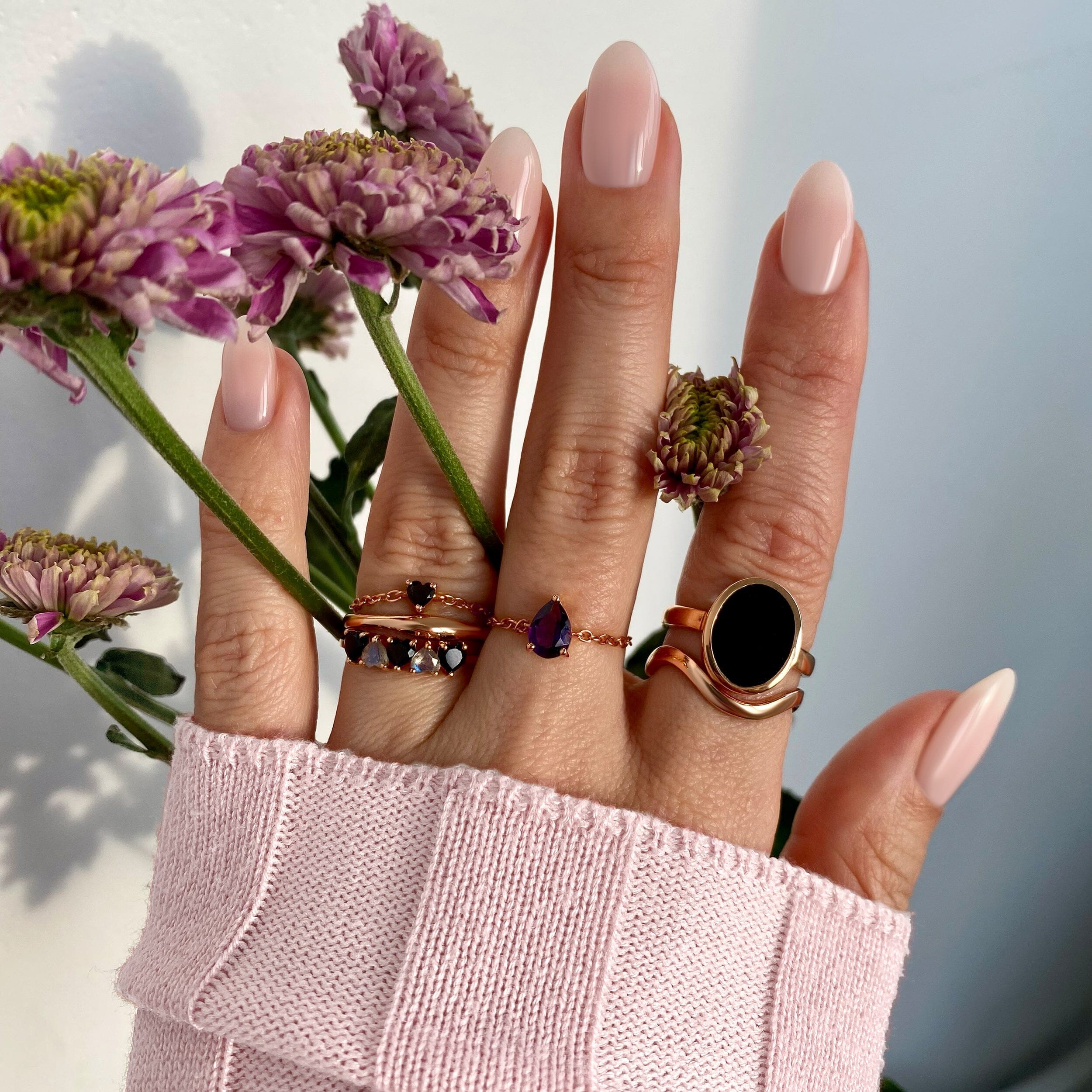 Black Obsidian Adjustable Chain Ring - Love、mySite、hinf8tx79