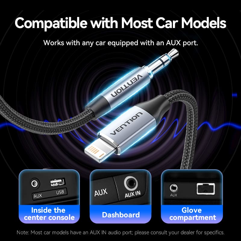 Vention Cotton Braided Lightning Male to 3.5MM Male Cable Aluminum Alloy Type、mySite、fannypackpong