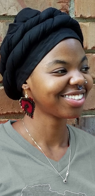 All Black Cotton African Pre-tied modu Hat-DPH564PT、mySite、solidvoid