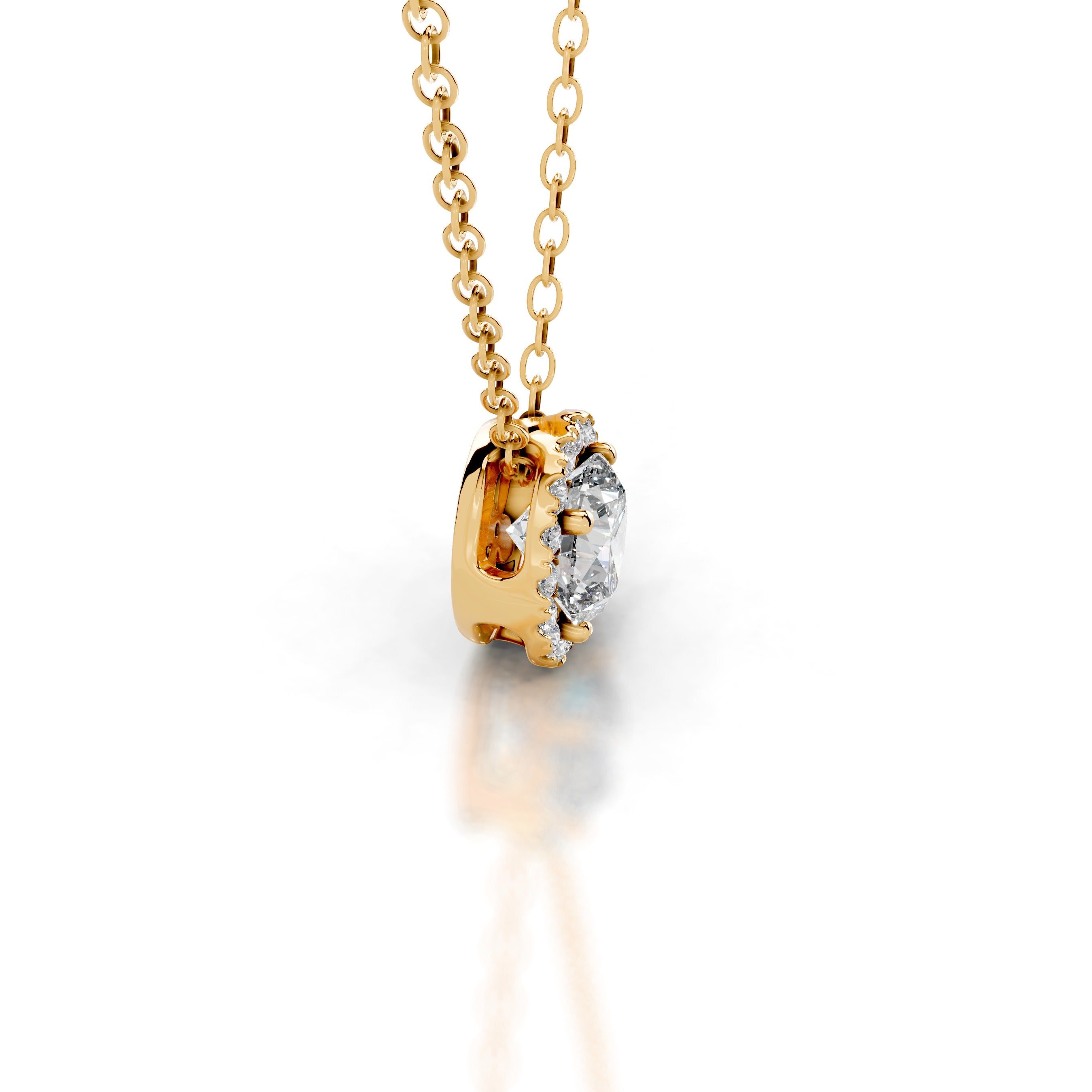 Adele Diamond Halo Pendant - 18K Yellow Gold、mySite、hinf8tx79