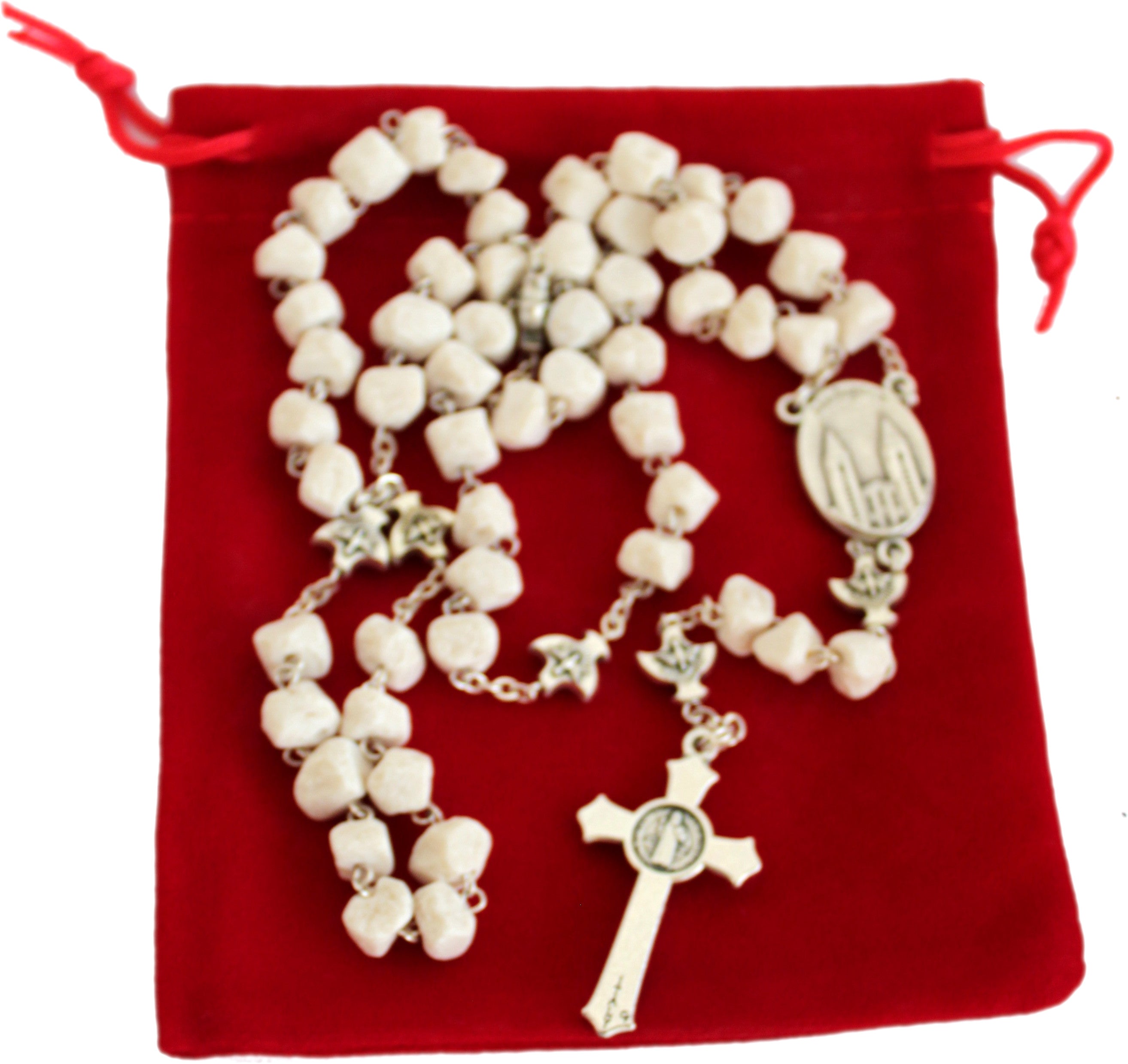  MEDJUGORJE - Rosary Made from Apparation Hill Stones directly from MEDUGORJE. (20 inches Long) - Silver Cross、mySite、elrpsem3k