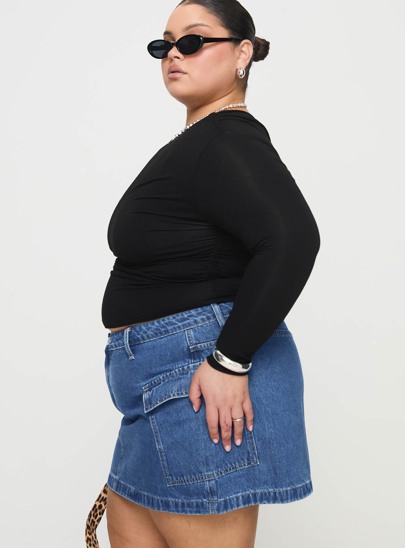 Zakai Cargo Denim Mini Skirt Mid Blue Curve、mySite、solidvoid