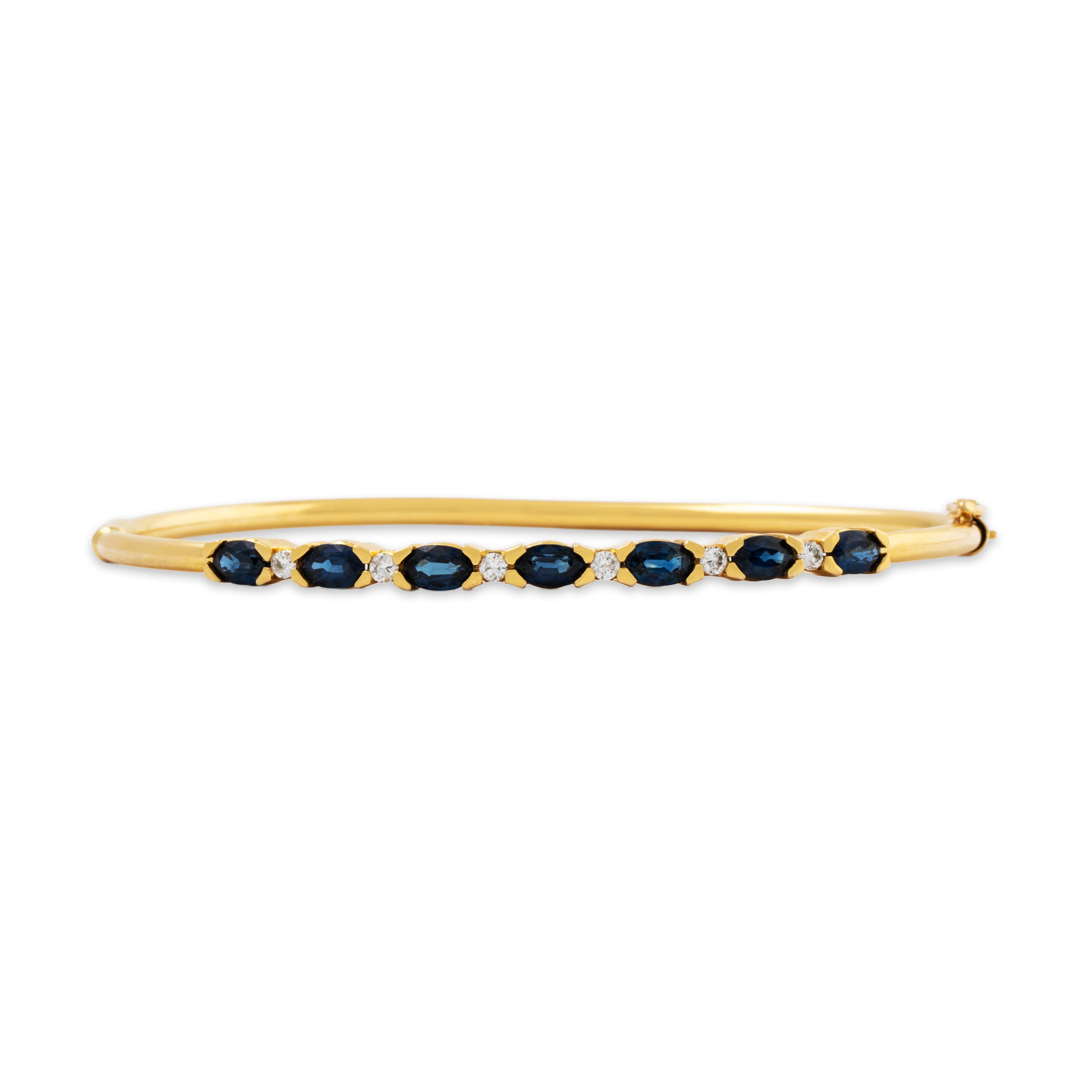 Vintage 18k Yellow Gold 1.9cttw Sapphire .21cttw Diamond Bangle Bracelet 6.75、mySite、hinf8tx79