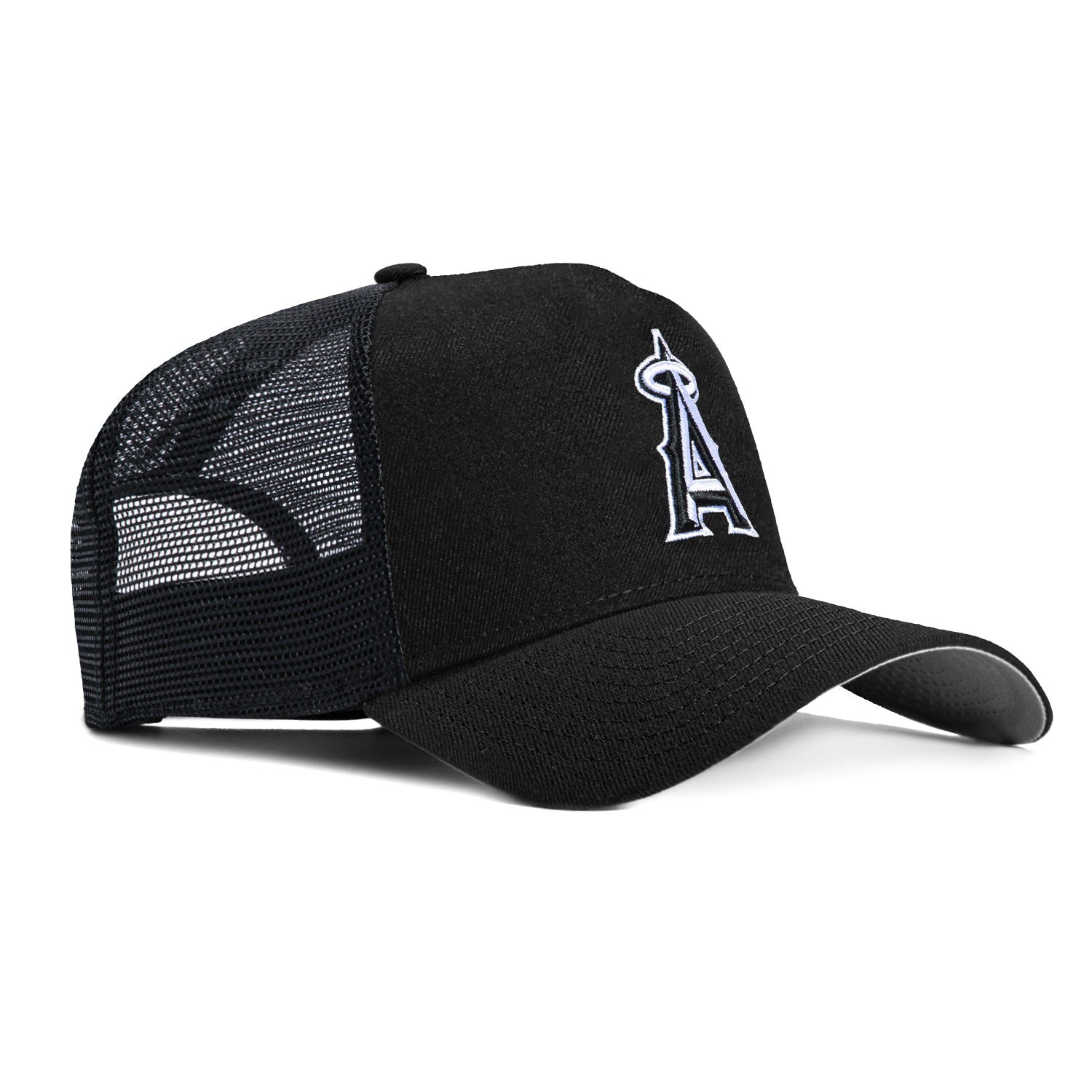 New Era 9Forty A-Frame Los Angeles Angels Trucker Snapback Hat - Black, White、mySite、vikingsvslions