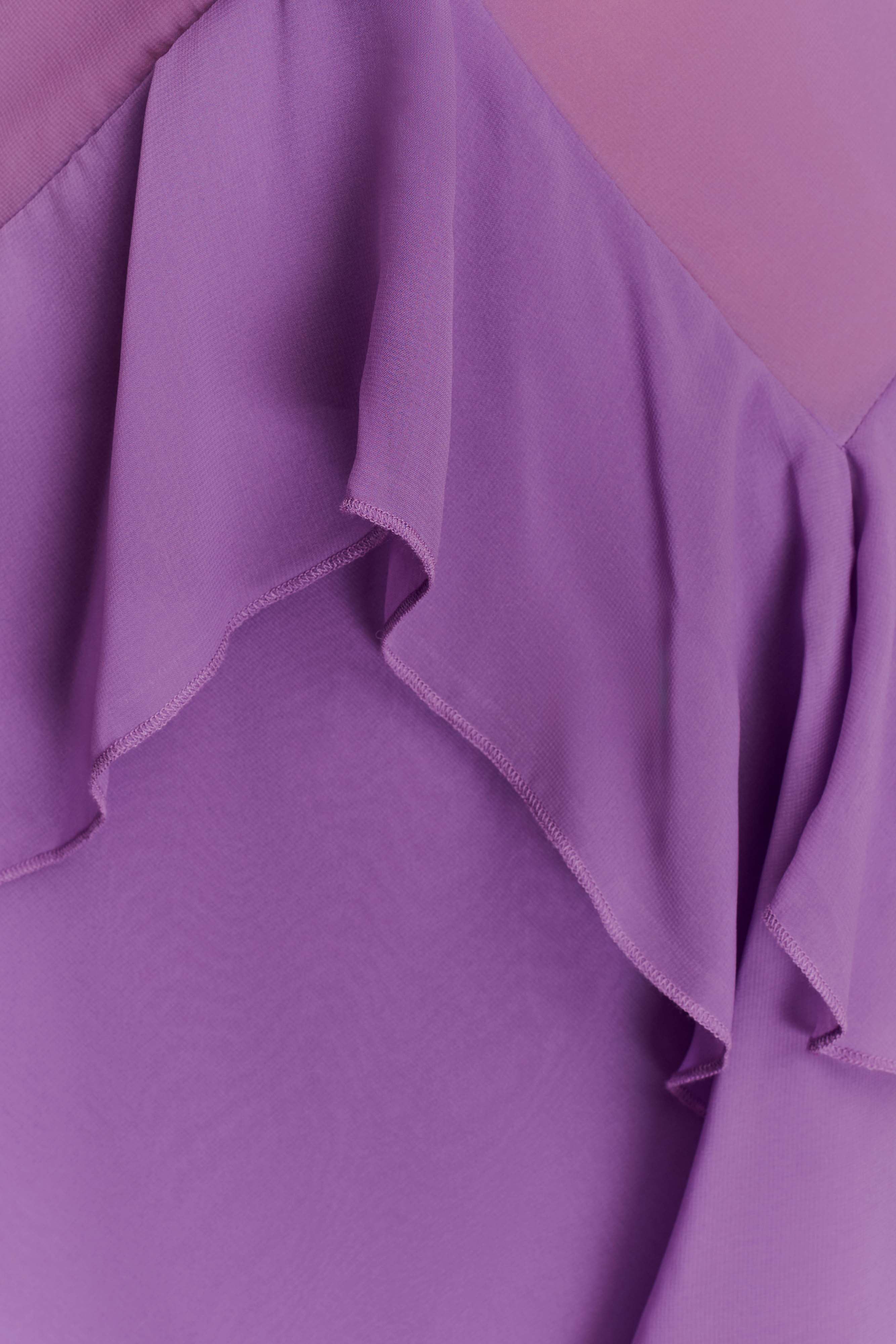 Aleyna Chiffon Ruffle Midi Dress - Purple、mySite、solidvoid