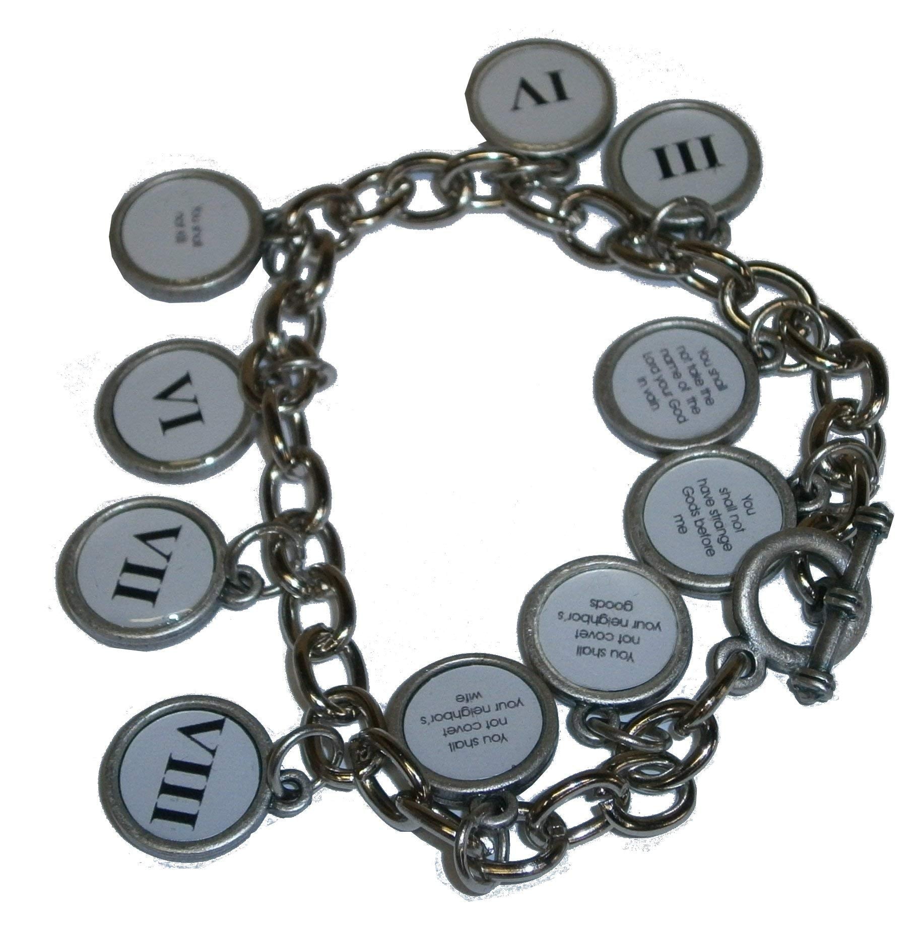 10 medals Bracelet showing Commandments - Silver ( 7cm or 2.8 inch in diameter ) - English、mySite、topwebapps